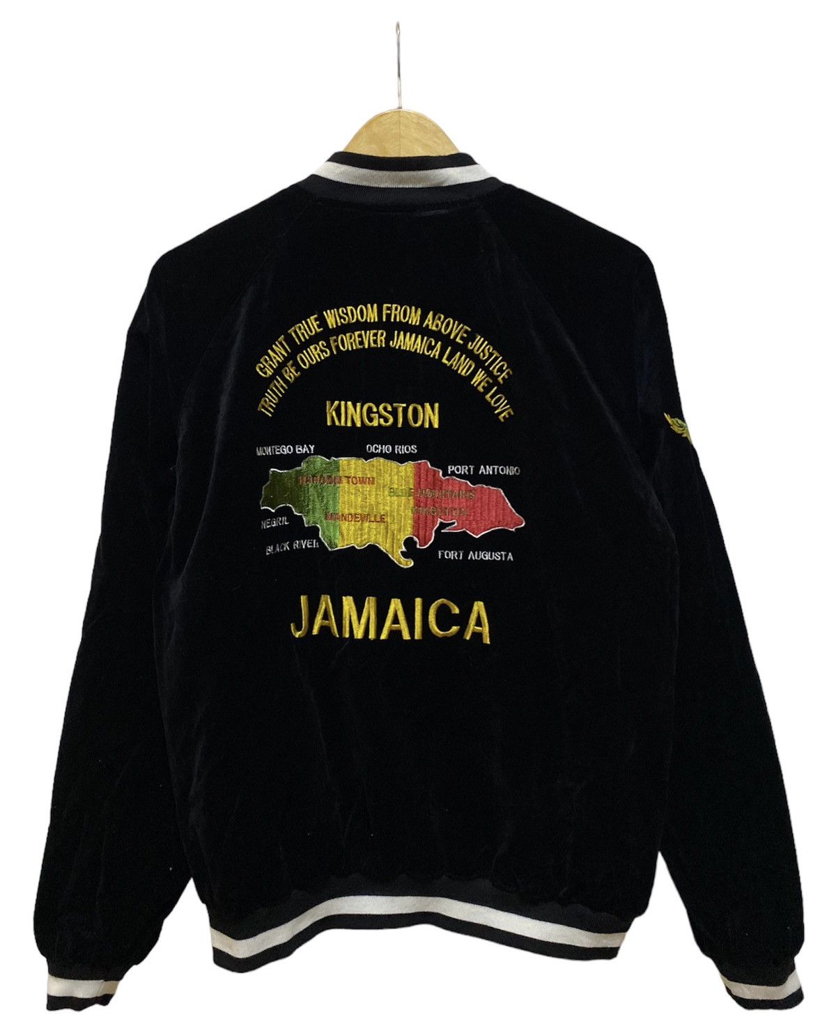 image of Sukajan Souvenir Jacket Bob Marley & The Wailers Souvenir Velvet Reversible Jkt in Black (Size Larg