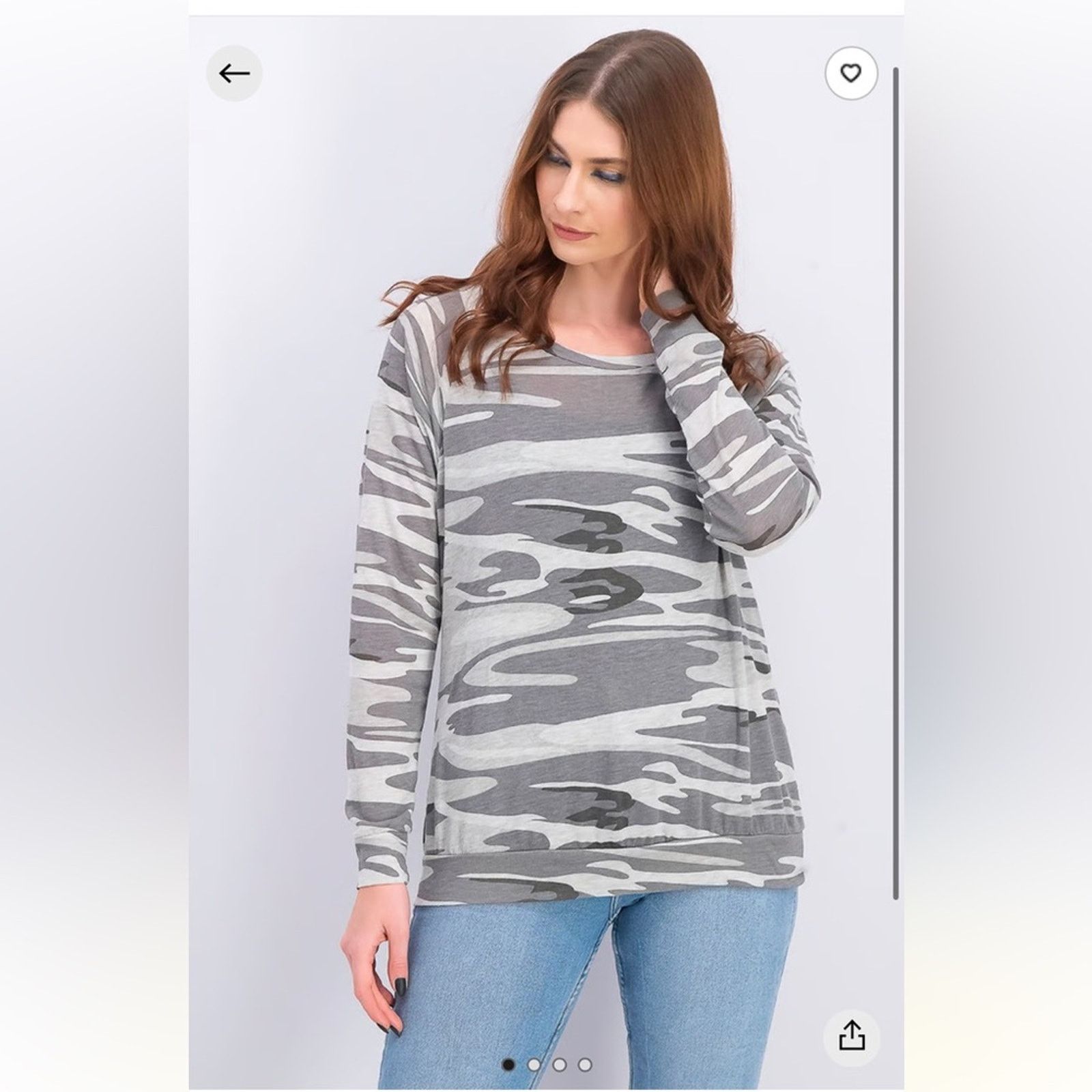 Alternative Apparel Alternative Grey Camo Pullover Top, EUC, Small, MSRP $69 Size S / US 4 / IT 40 - 4 Thumbnail