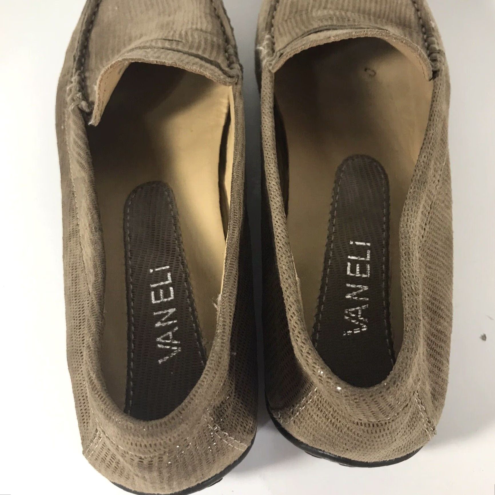 VANELI VANELI Women's Flat Loafer Size 7A Taupe Leather Slip-On Casual Office Dress Size US 7 / IT 37 - 4 Thumbnail