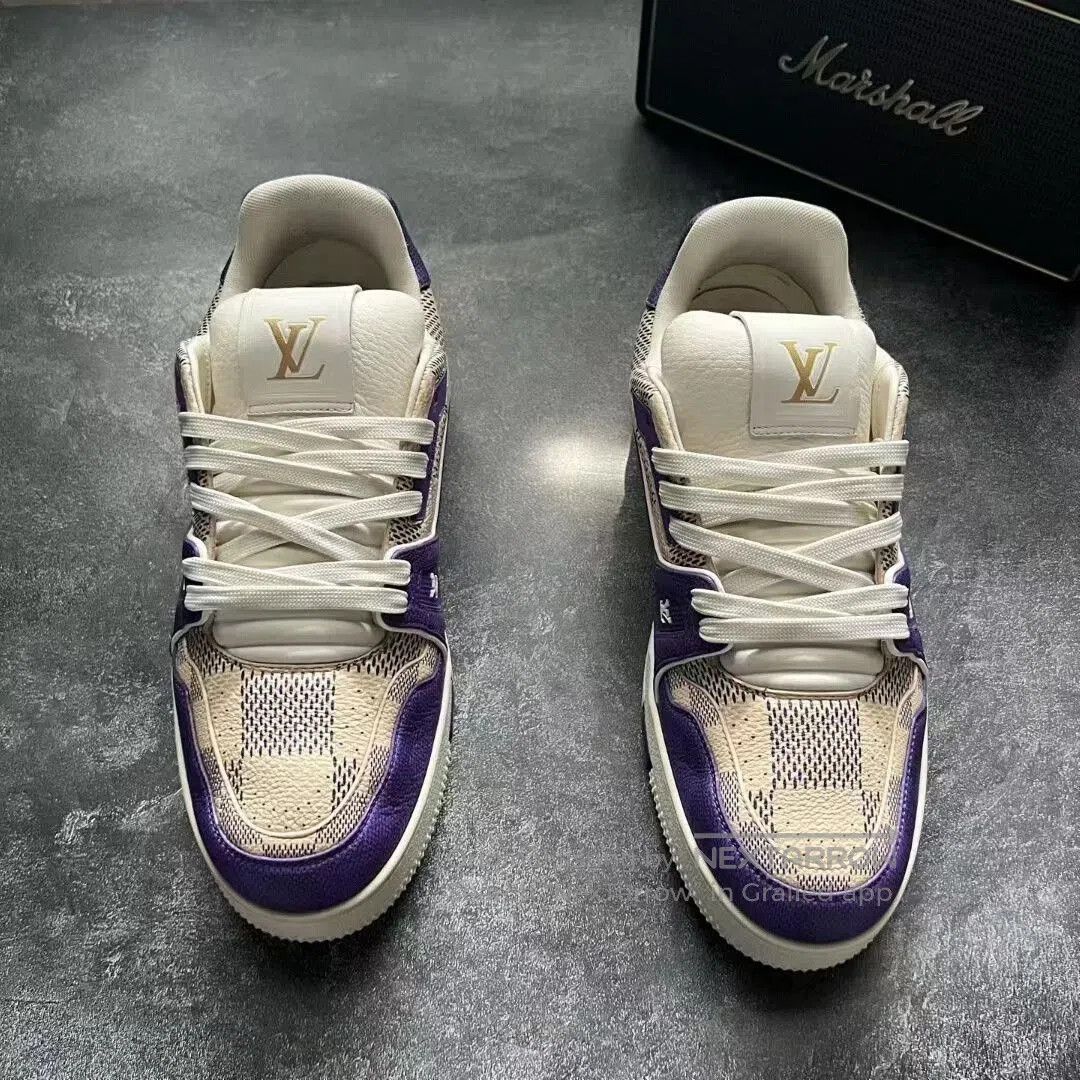 Louis Vuitton louis vuitton lv trainer purple checkered sneakers. Size US 7.5 / EU 40-41 - 2 Thumbnail