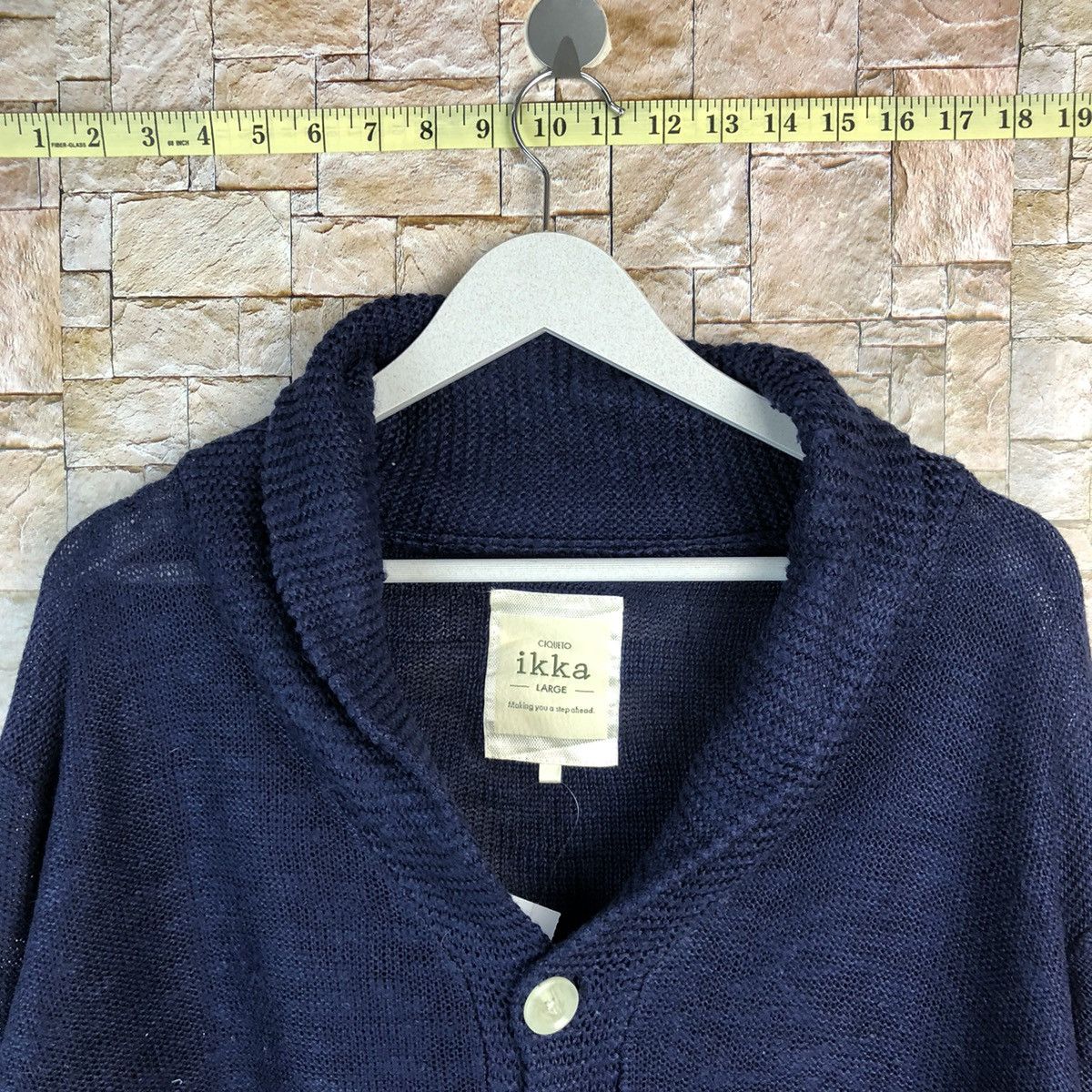 Japanese Brand Ikka Dark Blue Cardigan Knitwear #A1214 Size US L / EU 52-54 / 3 - 4 Thumbnail