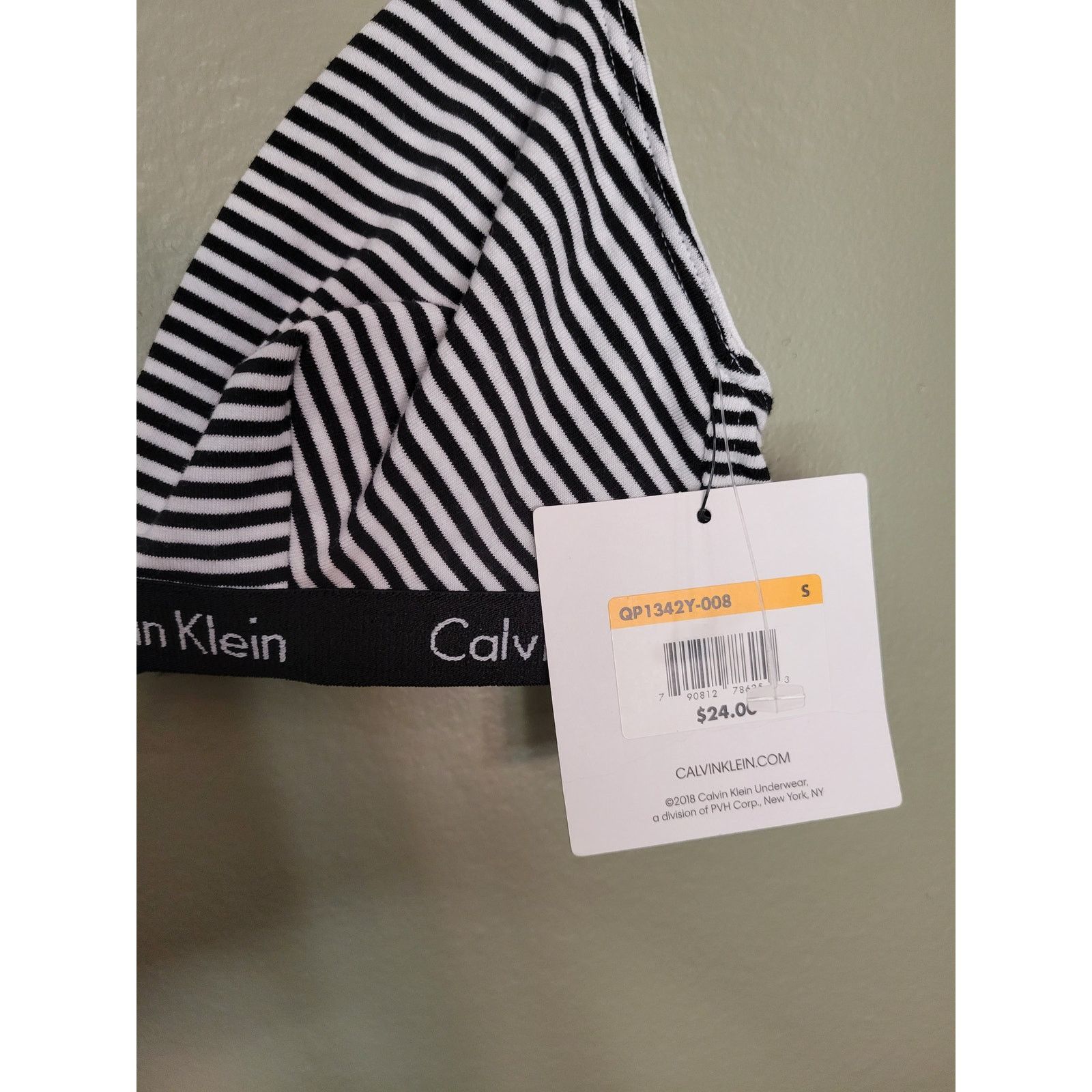 Calvin Klein NWT Striped Calvin Klein Unlined Triangle Bra Small Size ONE SIZE - 4 Thumbnail