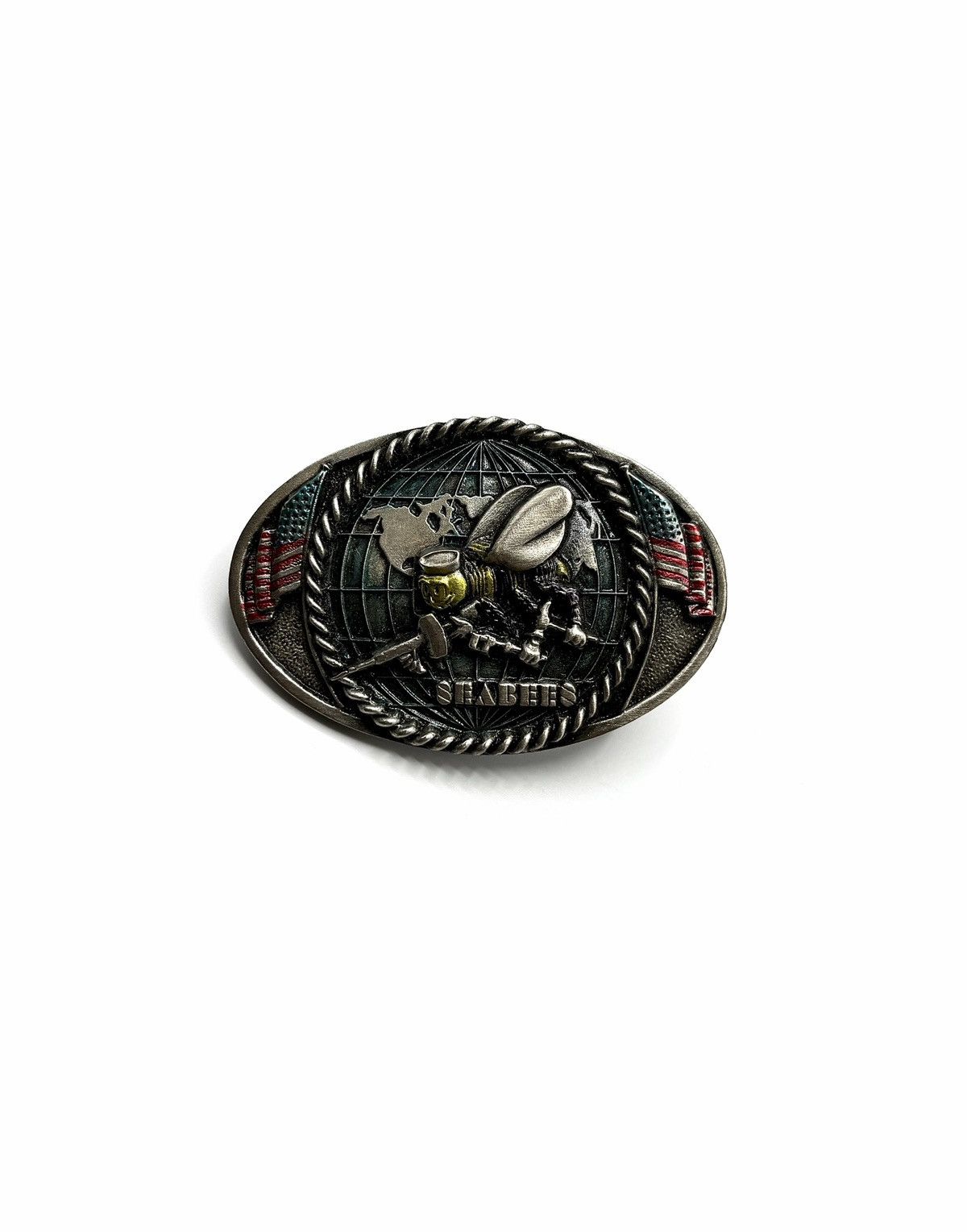 Other 1997 Bergamot Brass Works Solid Brass Seabees Belt Buckle Size ONE SIZE - 2 Thumbnail