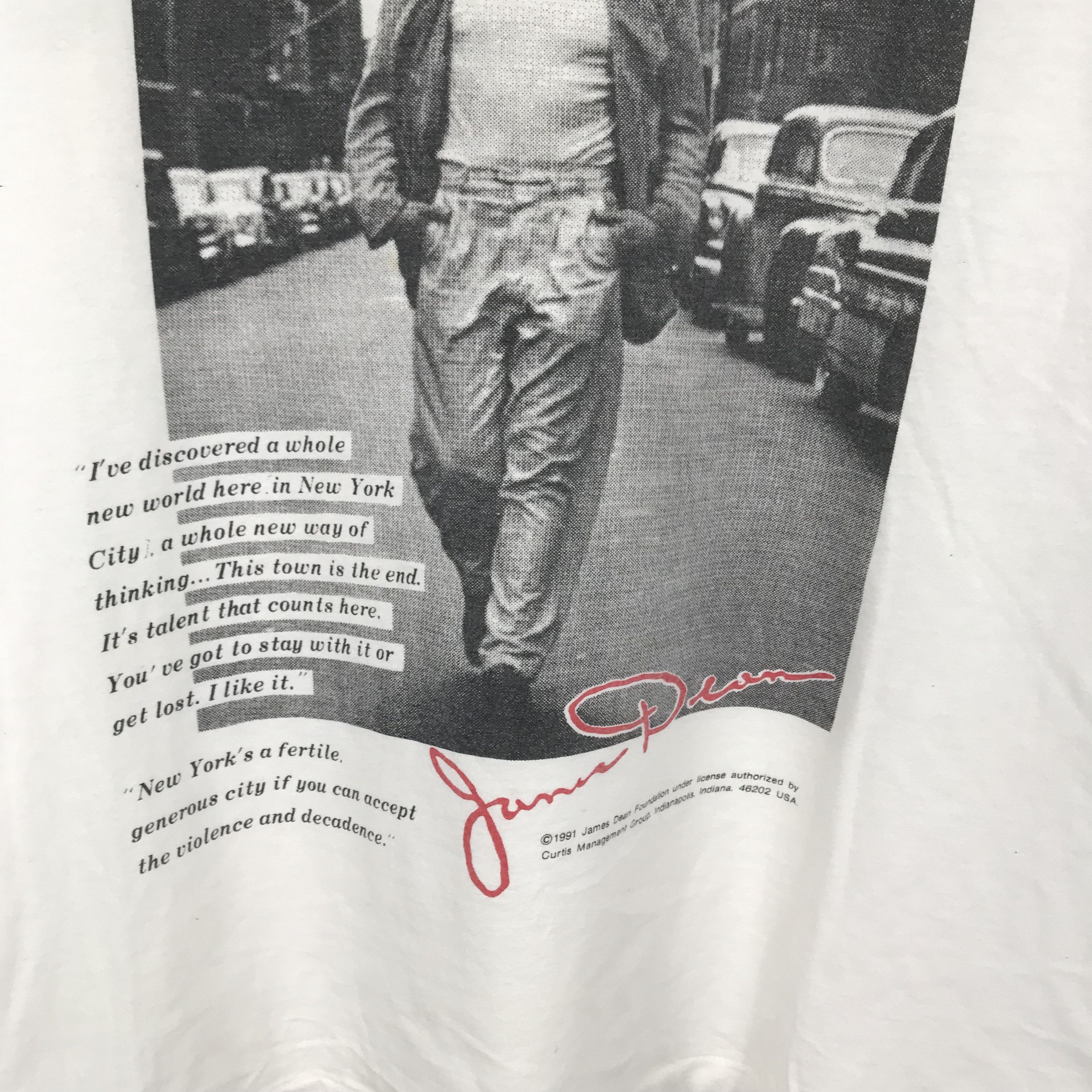 Band Tees Vintage 90s James Dean 1991 Curtis Portrait White Tee Shirt Size US M / EU 48-50 / 2 - 6 Thumbnail