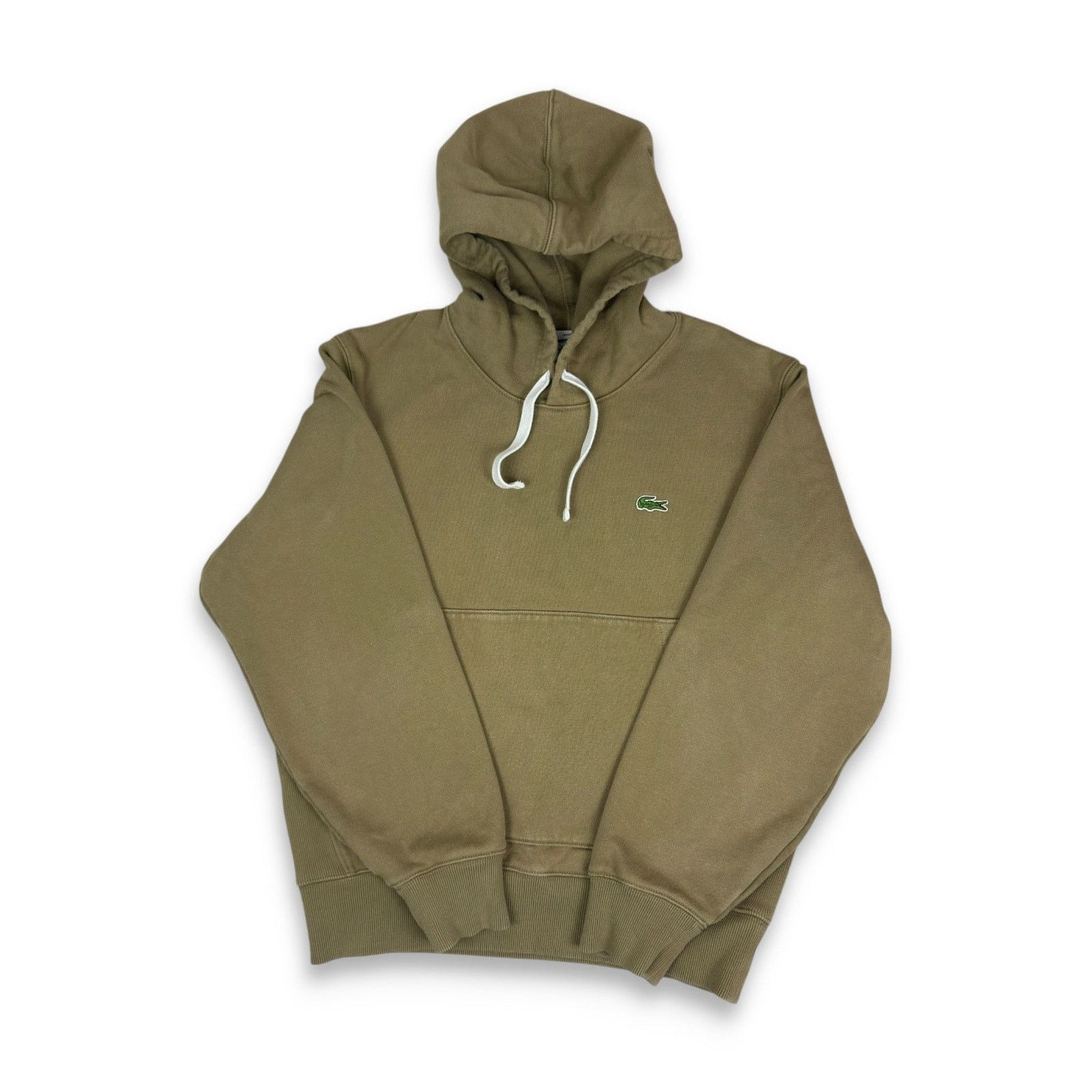 Lacoste Classique Unisex Olive Cotton Pullover Hoodie Small