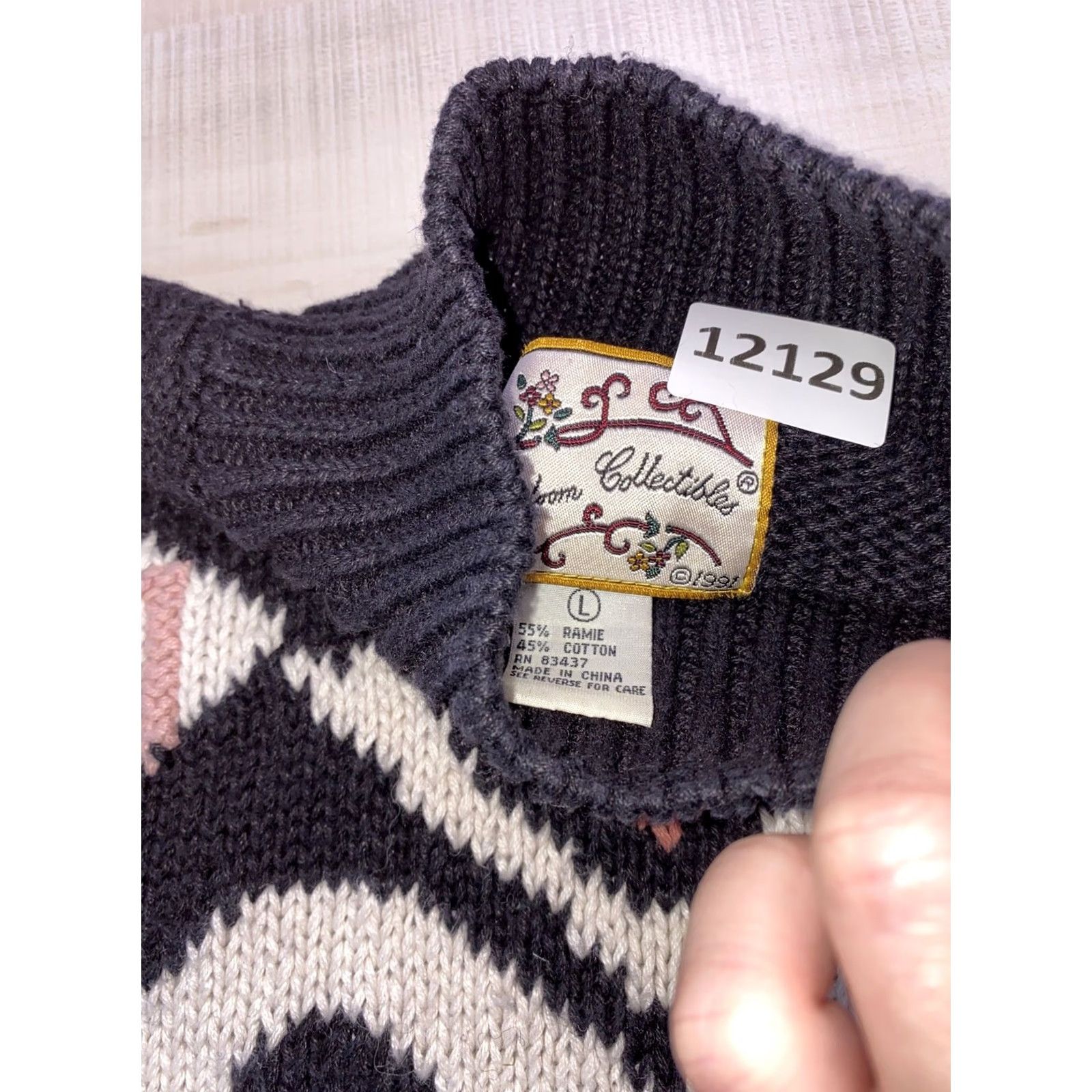 Vintage VINTAGE Heirloom Collectibles Floral Knit Navy Sweater-12129 Women L Mock Neck 90s Pullover Size L / US 10 / IT 46 - 2 Thumbnail
