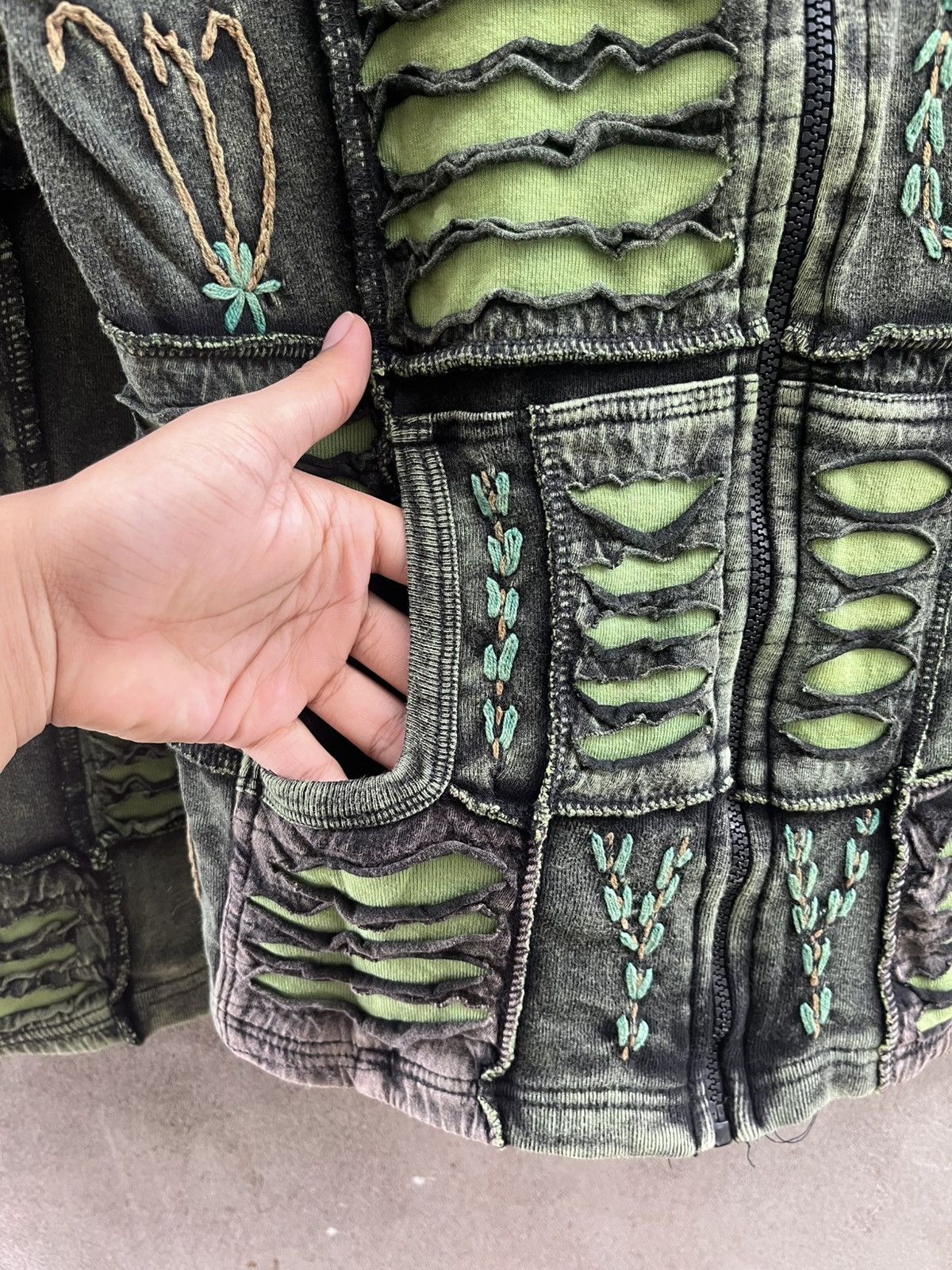 Japanese Brand Handcrafted Boho Patchwork Hoodie - Psychedelic Grunge Y2K Size US XL / EU 56 / 4 - 11 Thumbnail