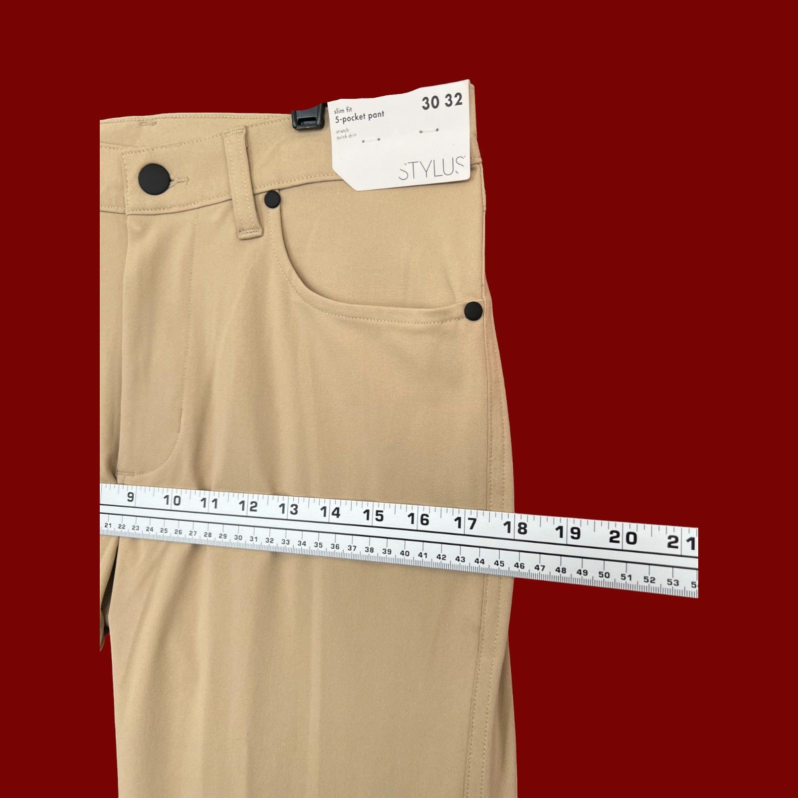 Other Stylus - Men's Slim Fit Flat Front Chino Pants - 5 Pockets - Size US 30 / EU 46 - 6 Thumbnail