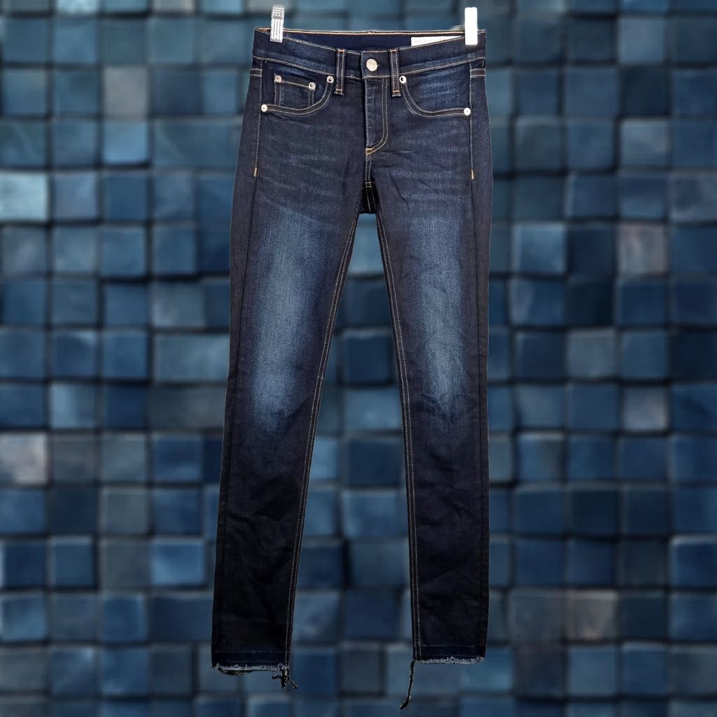 Rag & Bone rag & bone Jeans Women's Dark Wash Dearborn Skinny Raw hem Size 24 Denim Button 5-Pocket Solid Blue Shirt? Size 42" / US 20 - 1 Thumbnail