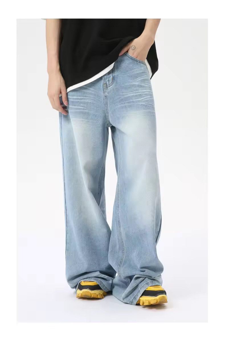 Jean Washed Blue Baggy Distressed Classic Loose Jeans Y2k Size US 32 / EU 48 - 2 Thumbnail