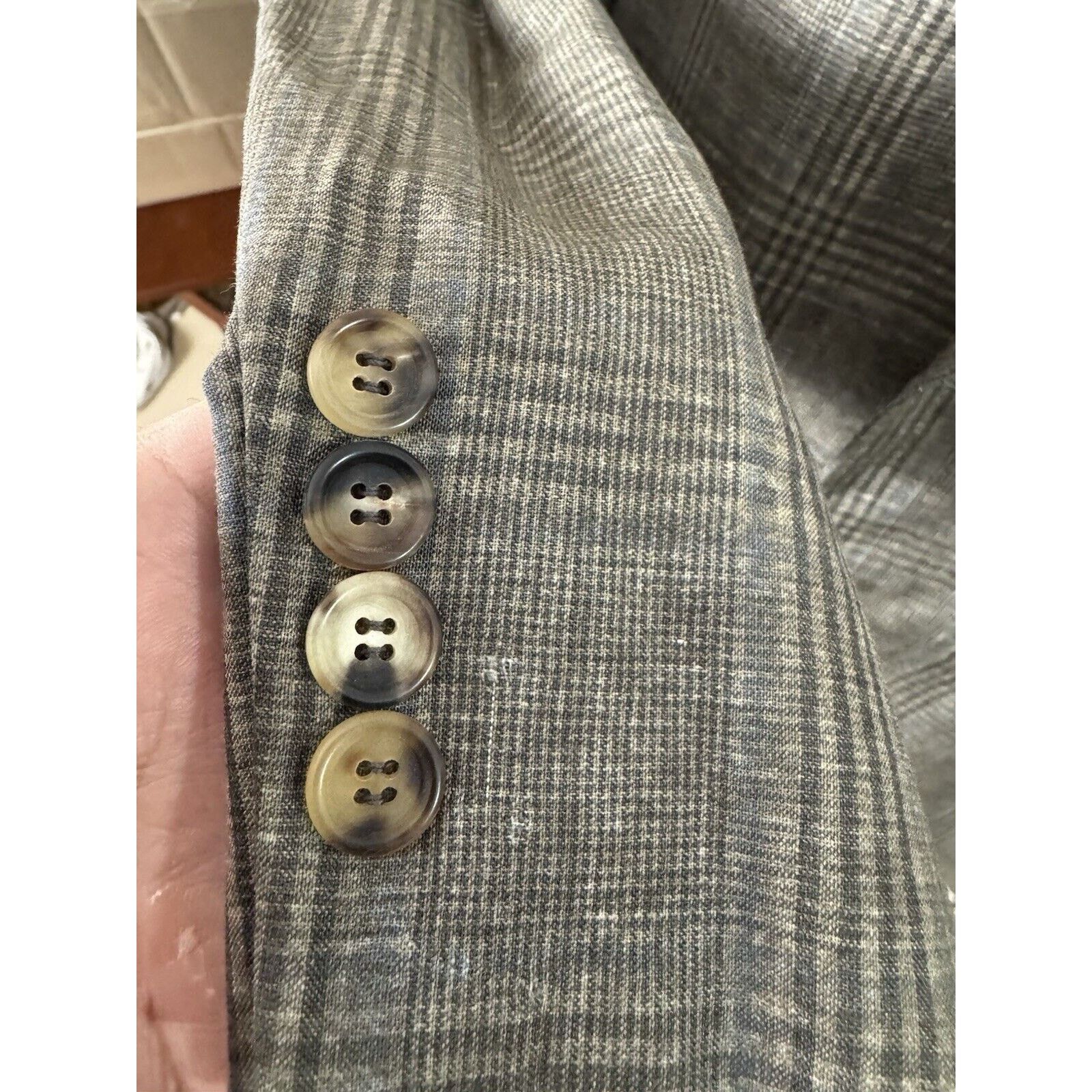 Brunello Cucinelli Brunello Cucinelli Prince Of Wales Taupe Sportcoat IT 54/ 44 Size 44R - 5 Thumbnail