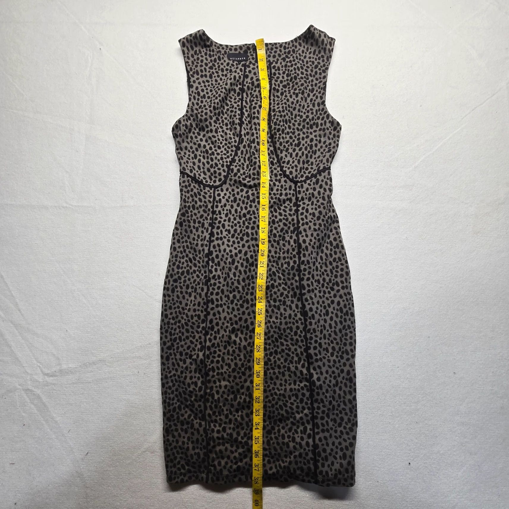 Sears METAPHOR Animal Print Brown Sheath Mini Dress Crew Neck Sleeveless Womens Medium Size M / US 6-8 / IT 42-44 - 6 Thumbnail