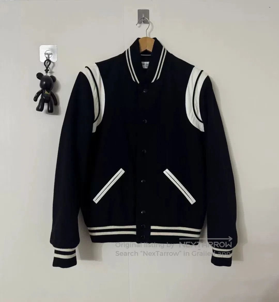 Saint Laurent Paris Saint Laurent Leather Sleeves Baseball Jacket. Size US S / EU 44-46 / 1 - 1 Thumbnail