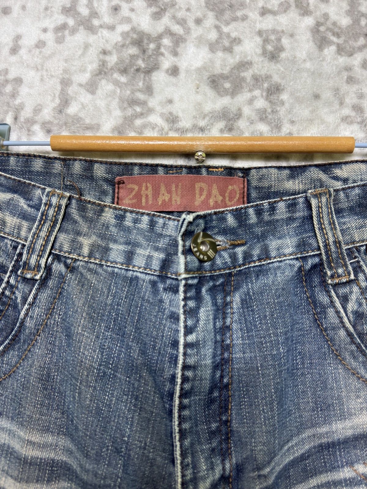 Japanese Brand Zhao Dao Patchwork Mud Washed Denim Y2K Regular Fit Jeans Size US 34 / EU 50 - 8 Thumbnail