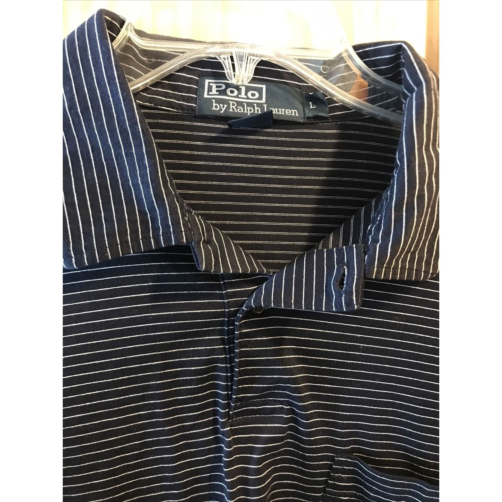 Polo Ralph Lauren Polo Ralph Lauren Men’s L Navy Blue Striped LS Cotton Polo Size US L / EU 52-54 / 3 - 3 Thumbnail