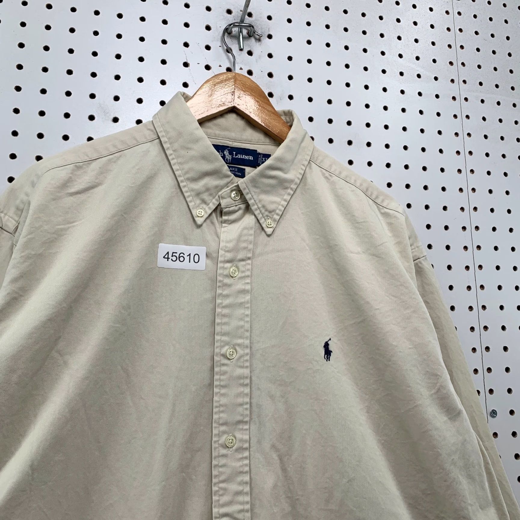 Ralph Lauren VINTAGE Ralph Lauren Button-Down Shirt Mens XL Beige Blake Thick Heavy 100% Cotton Ble? Size US XL / EU 56 / 4 - 7 Thumbnail
