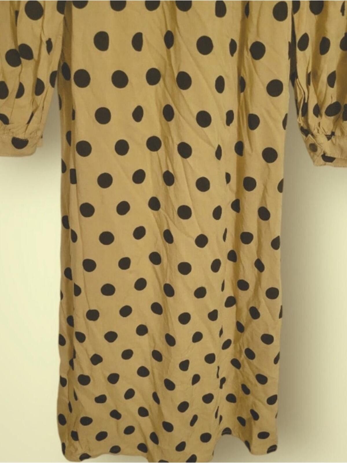 Other Faithfull the Brand Beige Midi Dress with Black Polka Dots Size S / US 4 / IT 40 - 4 Thumbnail