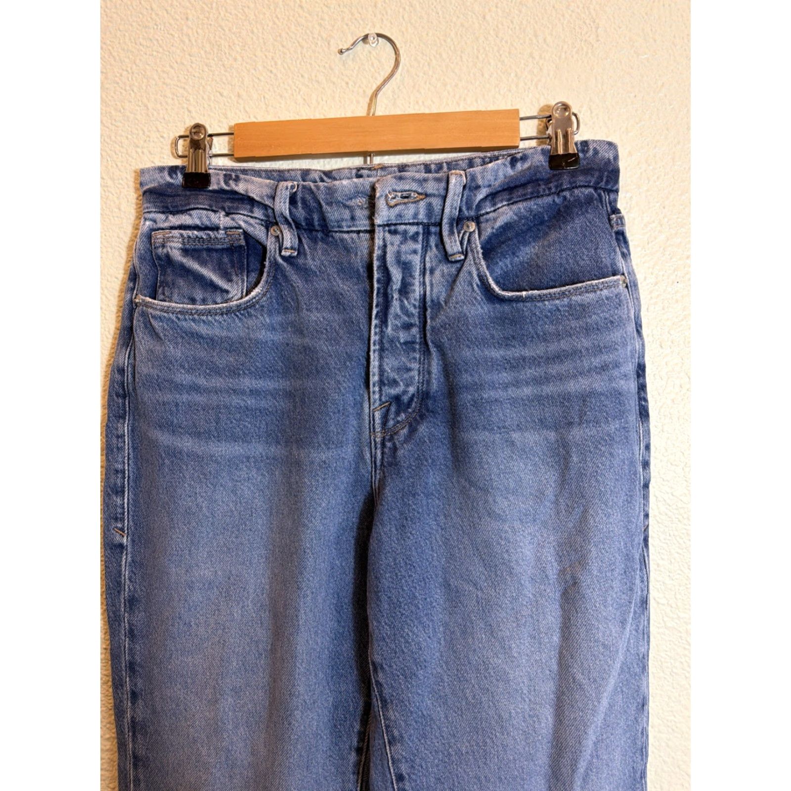 Good American Good American Jeans Good Boy Women’s Medium Wash Raw Hem Button Fly 28x31 Flaws Size 30" / US 8 / IT 44 - 5 Thumbnail