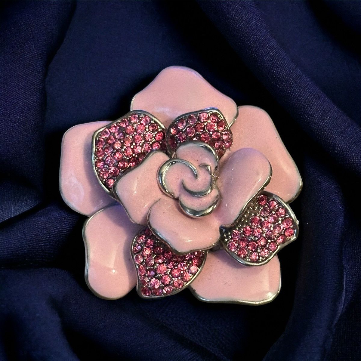 Vintage Vintage large pink rhinestone flower statement ring Size ONE SIZE - 1 Thumbnail