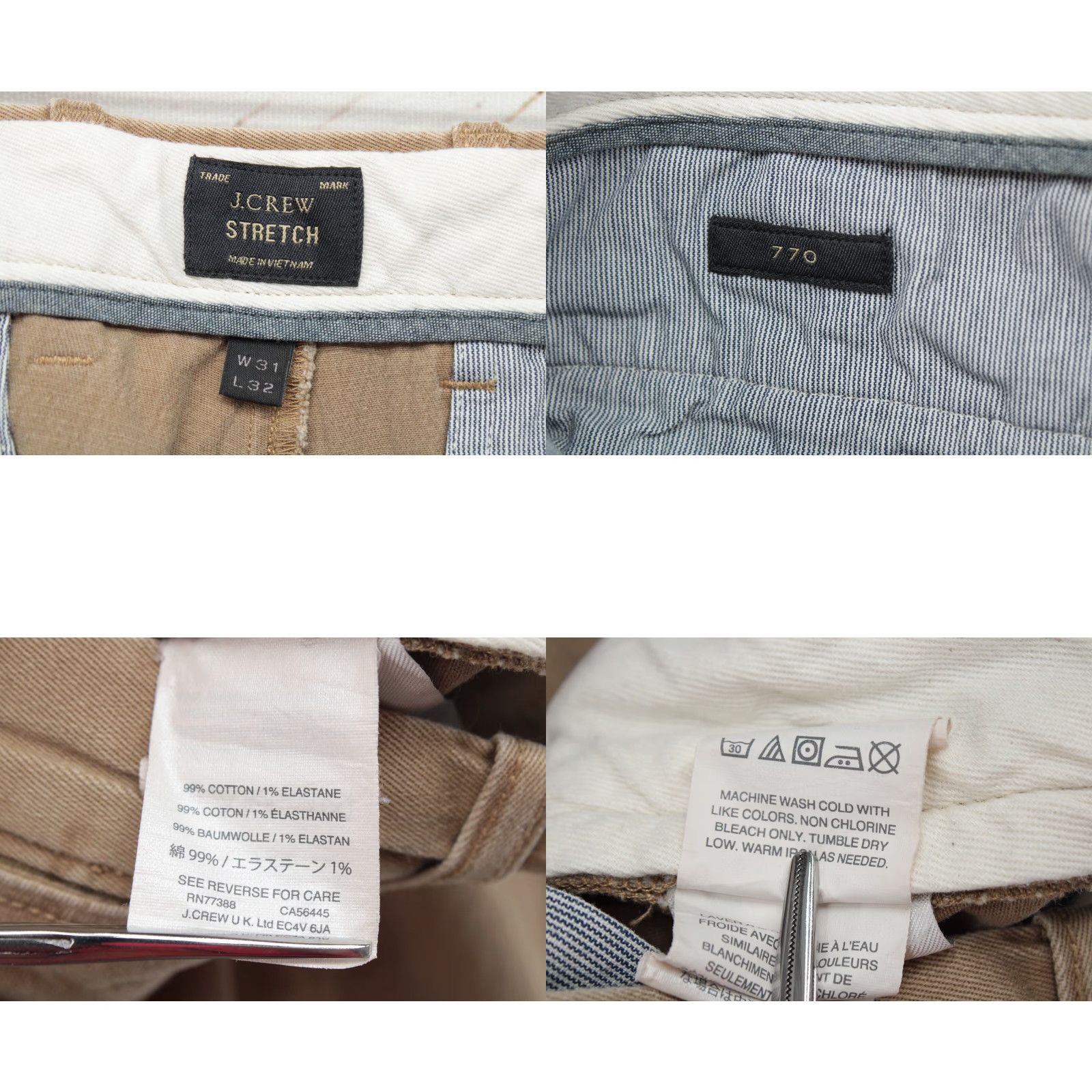 J.Crew J.CREW 770 Stretch Pants Mens 32 Brown Chino Preppy Casual Work Office Size US 32 / EU 48 - 8 Thumbnail