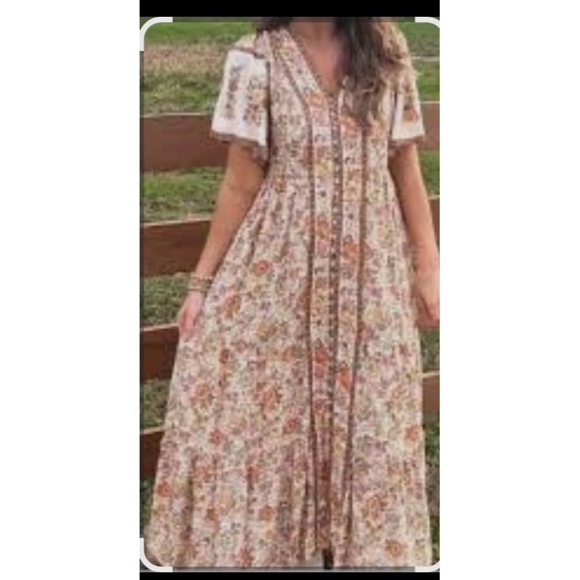 Other In Loom Boho Floral Midi Dress Cottage Core Dress Prarie Soh Size S / US 4 / IT 40 - 7 Thumbnail