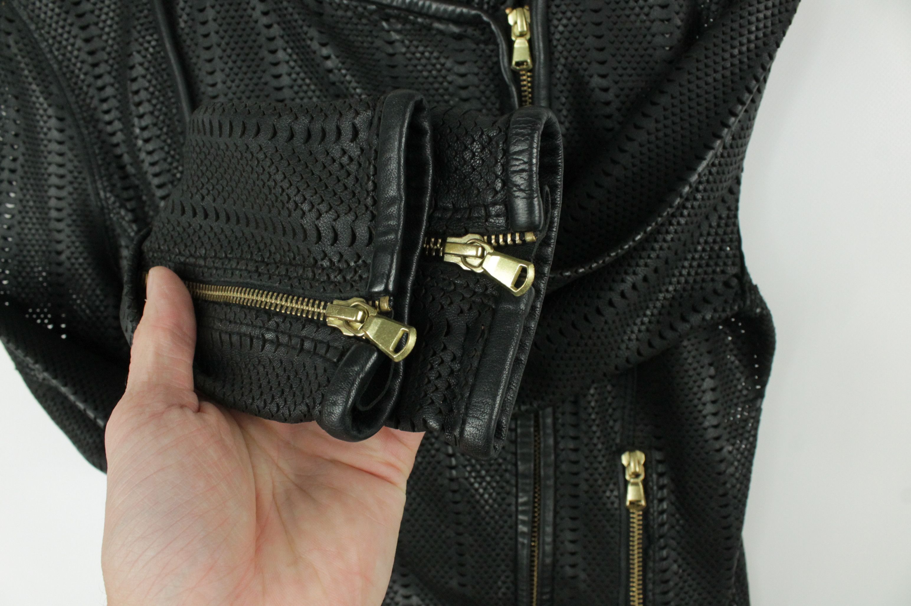 Other Day Birger et Mikkelsen Black Perforated Leather Jacket Size M / US 6-8 / IT 42-44 - 4 Thumbnail