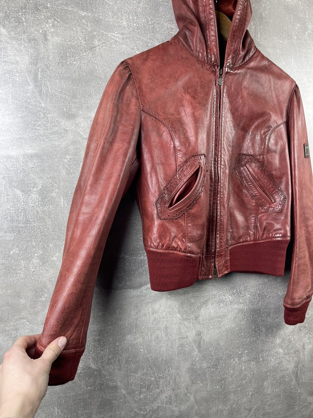 Belstaff Belstaff Gold Label Ladies Biker Hooded Red Leather Jacket Size M / US 6-8 / IT 42-44 - 4 Thumbnail