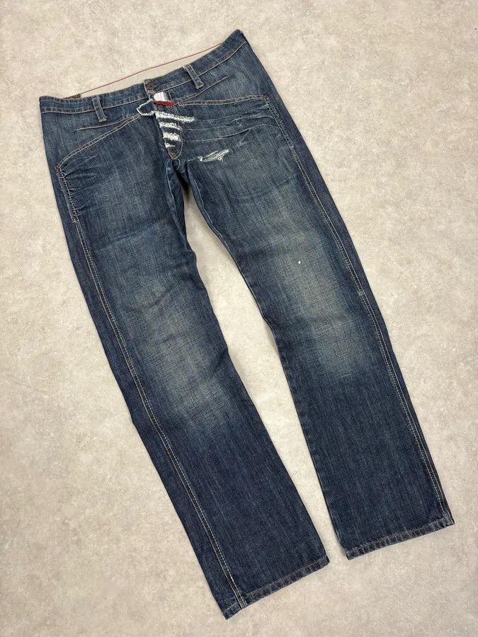 Marithe + Francois Girbaud 2000s Marithé + François Girbaud Blue Distressed Denim Jeans Size US 34 / EU 50 - 5 Thumbnail
