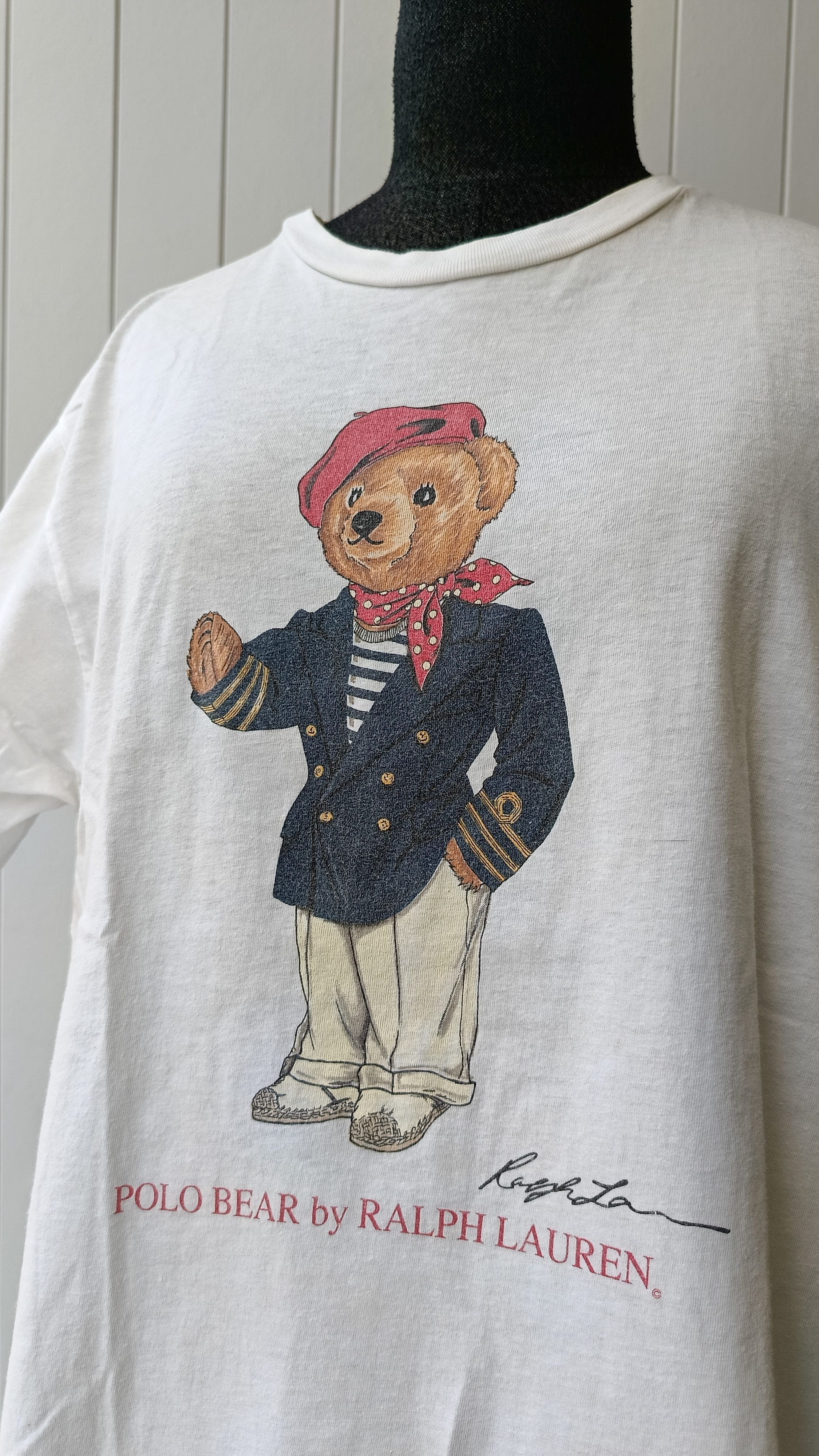 Polo Ralph Lauren × Ralph Lauren Ralph Lauren Polo 90s navy artist bear USA vtg white tshirt Size US M / EU 48-50 / 2 - 3 Thumbnail