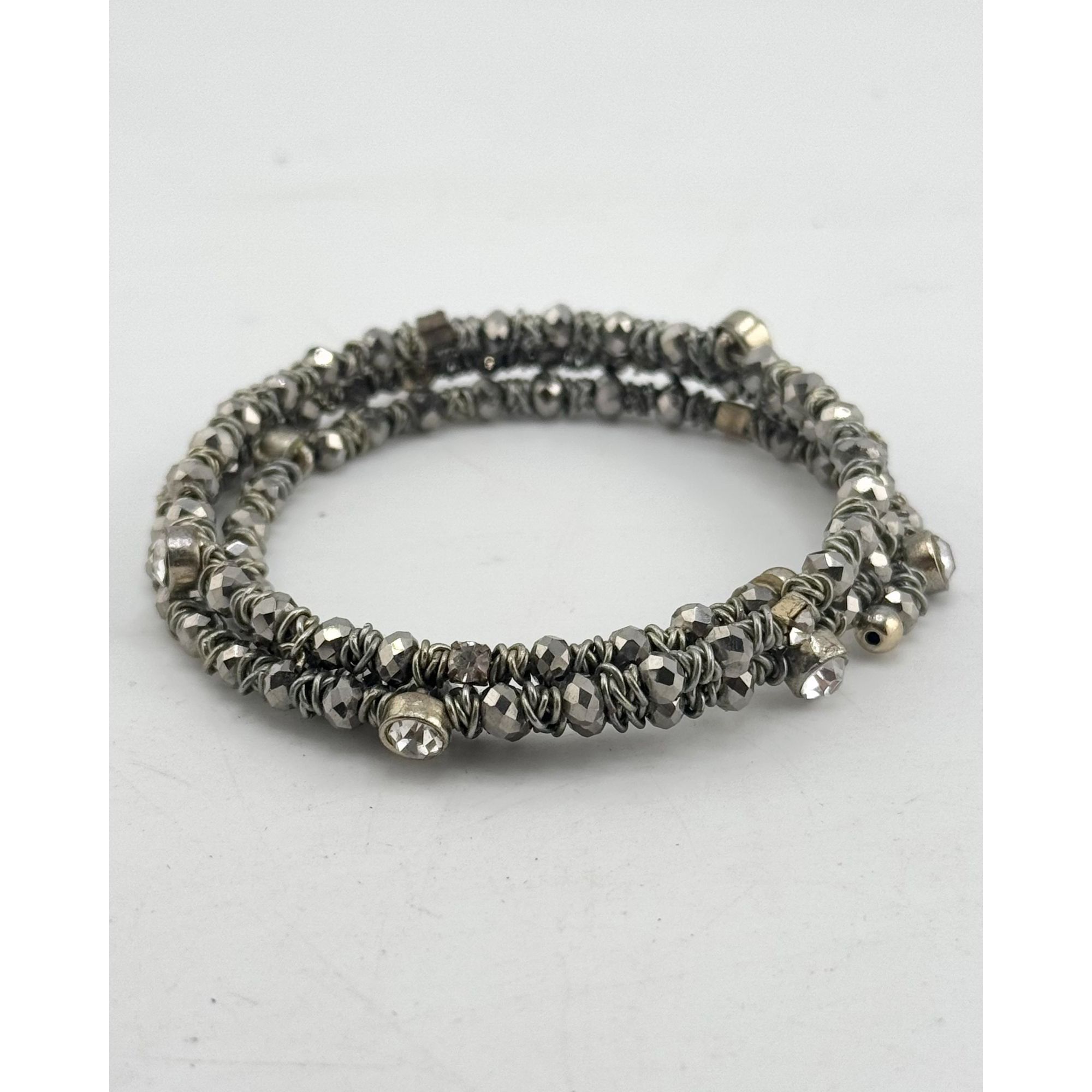 Vintage Vintage silver crystal rhinestone wire wrap cuff bracelet Size ONE SIZE - 1 Thumbnail