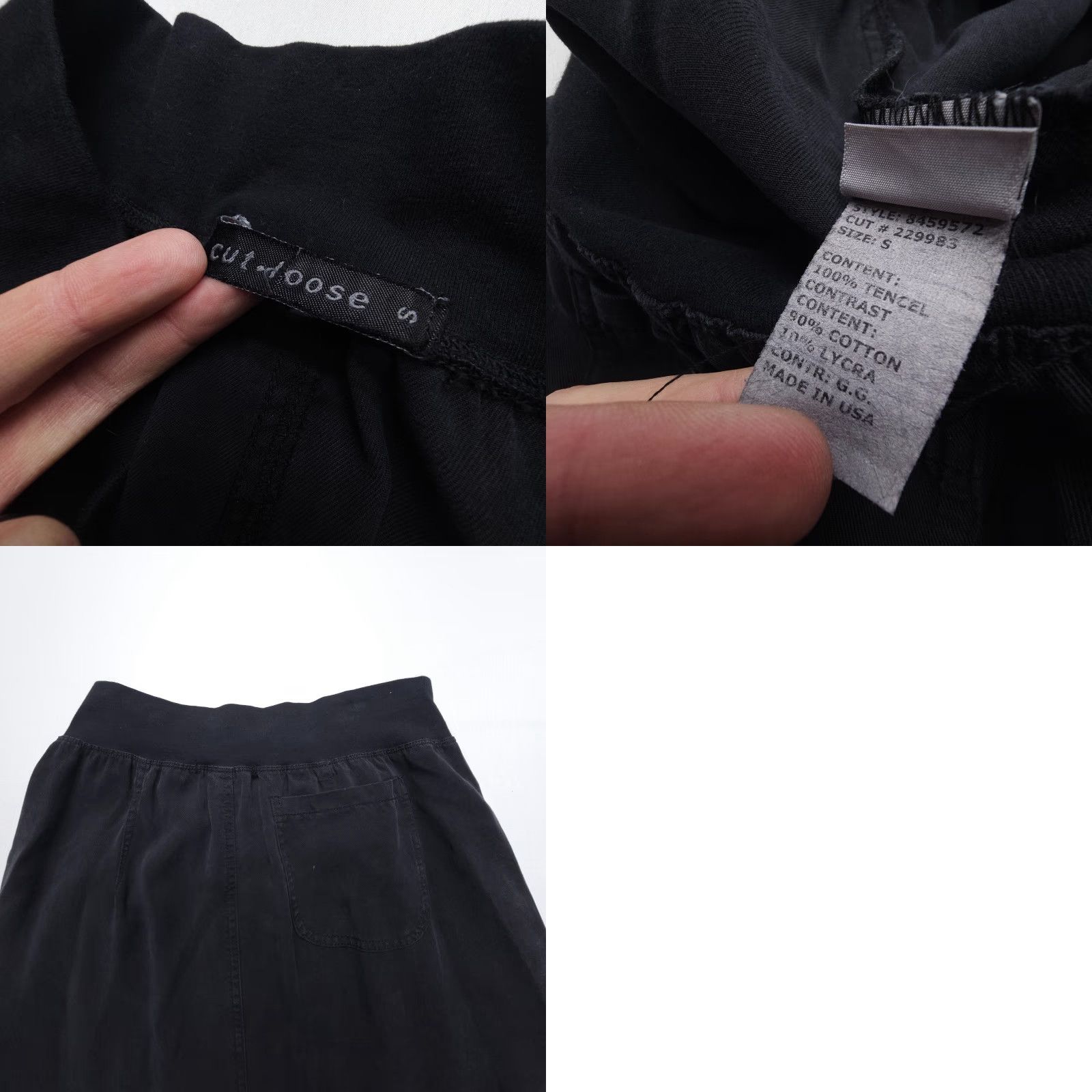 Vintage Cut Loose Skirt Womens Small Black Midi A-Line Pull On Cotton Blend Knit USA Made Lagenlook Casual Travel 90s Theme Womens Size 28" / US 6 / IT 42 - 8 Thumbnail