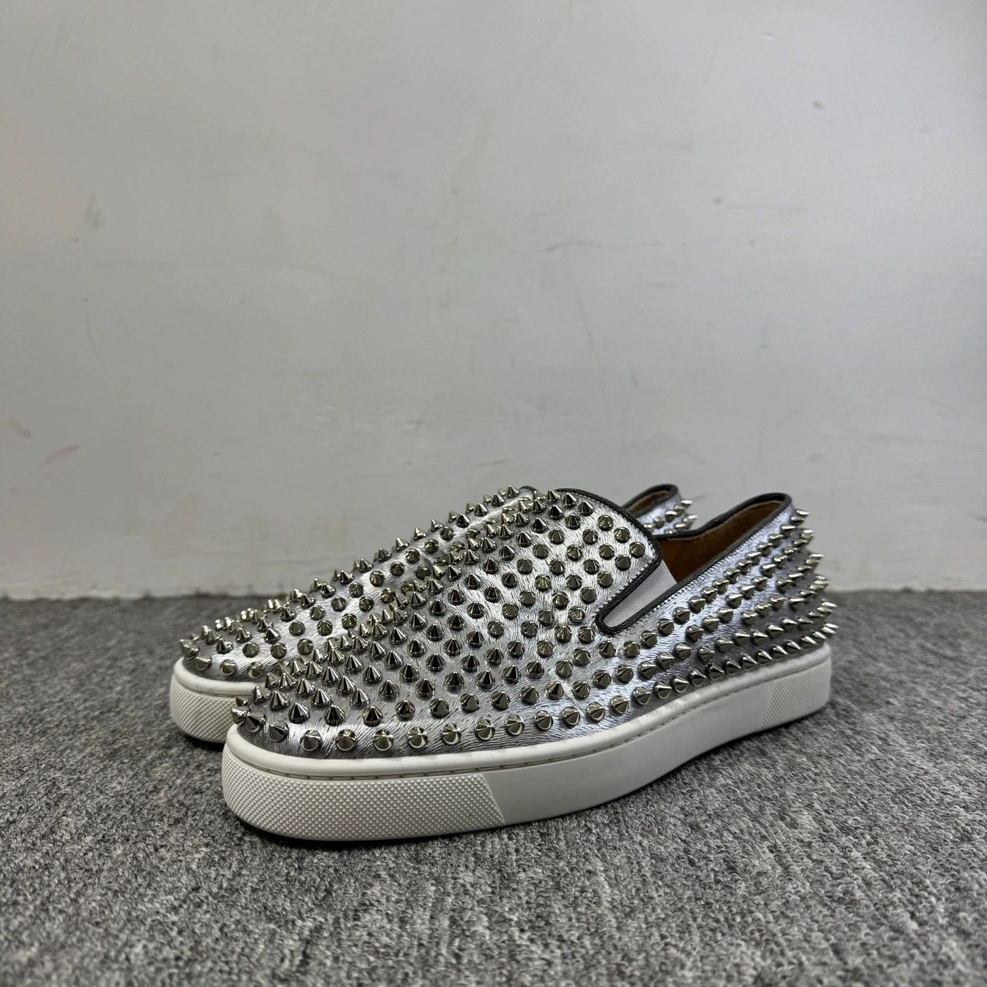 Christian Louboutin Christian Louboutin silver studded sneakers 40 Size US 7 / EU 40 - 1 Thumbnail
