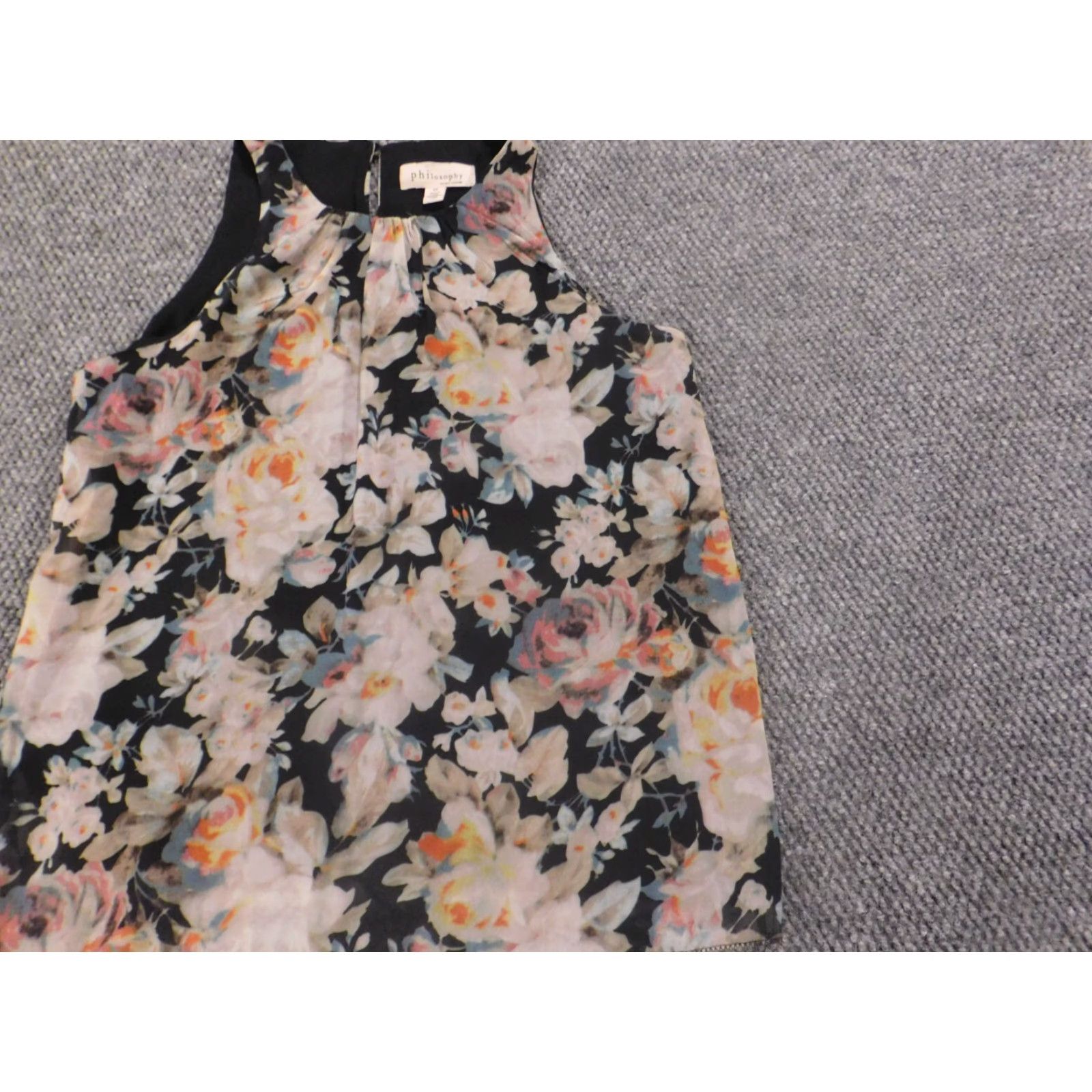 Vintage Philosophy Blouse Womens S Green Floral Crew Neck Sleeveless Pullover Casual Cotton Modal Rayon Stretch Classic Regular Short Sleeve Size S / US 4 / IT 40 - 3 Thumbnail