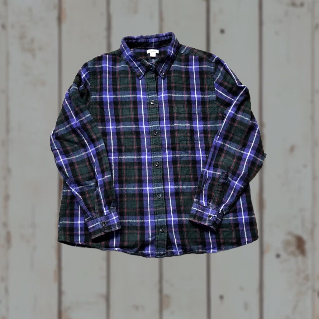 Vintage L.L.Bean Shirt Womens Petite Large Green Plaid Flannel Button Front Long Sleeve Size L / US 10 / IT 46 - 1 Thumbnail