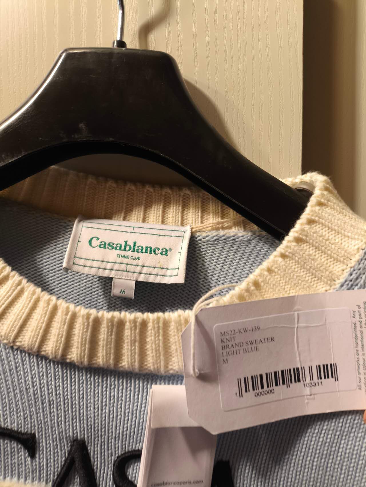 Casablanca Blue & Off-White Knit Logo Sweater Size US M / EU 48-50 / 2 - 7 Thumbnail