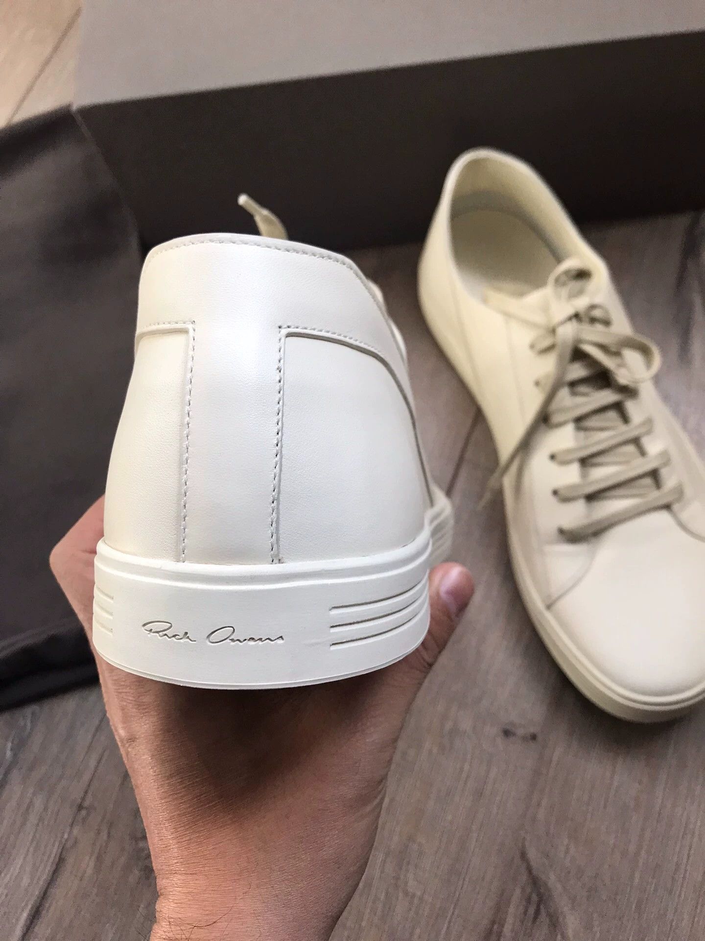Rick Owens Rick Owens RO Low Top Triangle Ivory Leather Sneaker 43 Size US 10 / EU 43 - 3 Thumbnail