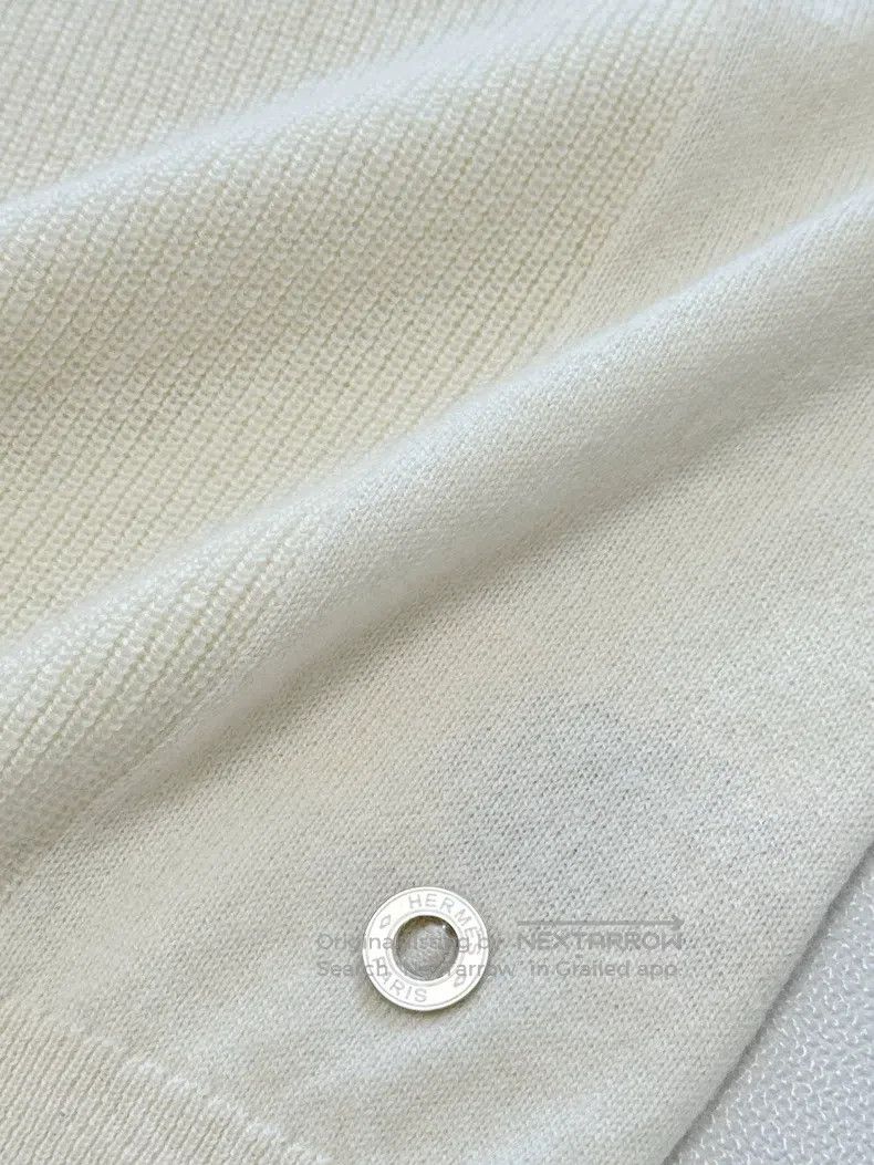Hermes Hermes Ivory Short Sleeve Knit, 100% Cashmere Size S / US 4 / IT 40 - 7 Thumbnail