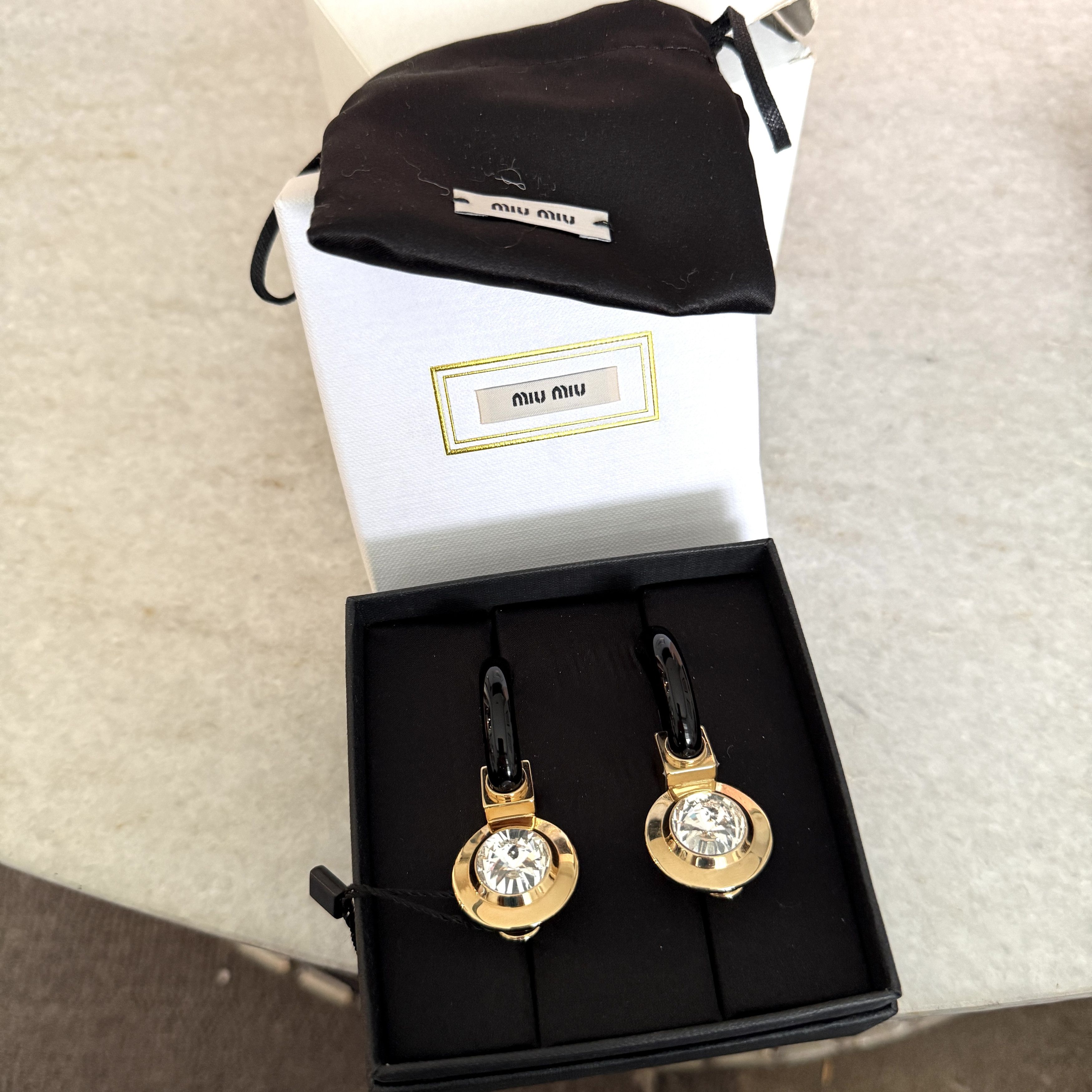 Miu Miu Miu Miu SIO079 Plex Gold & Black Crystal drop Earrings Size ONE SIZE - 11 Thumbnail