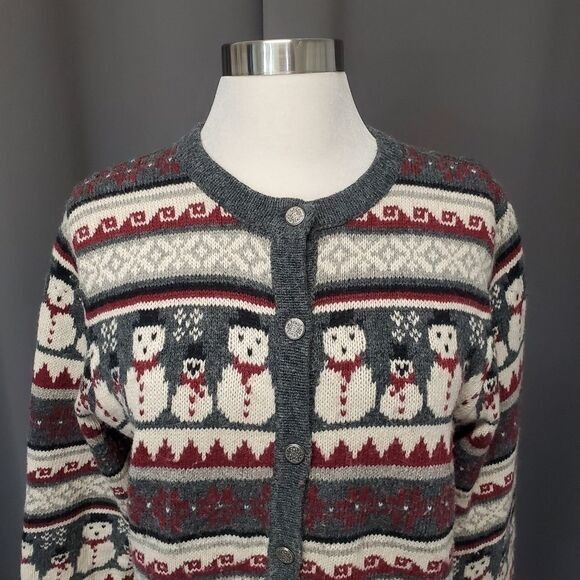 Croft & Barrow × Vintage Vintage 90s y2k Snowman Geometric Fair Isle Ski Cardigan Size S / US 4 / IT 40 - 4 Thumbnail
