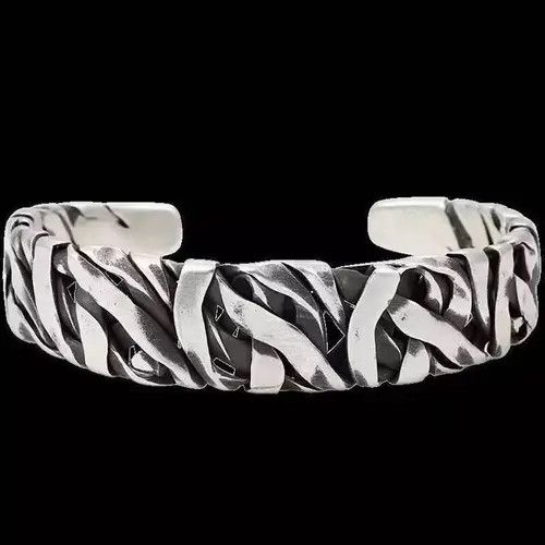 Jewelry Stone textured metal bracelet Size ONE SIZE - 4 Thumbnail