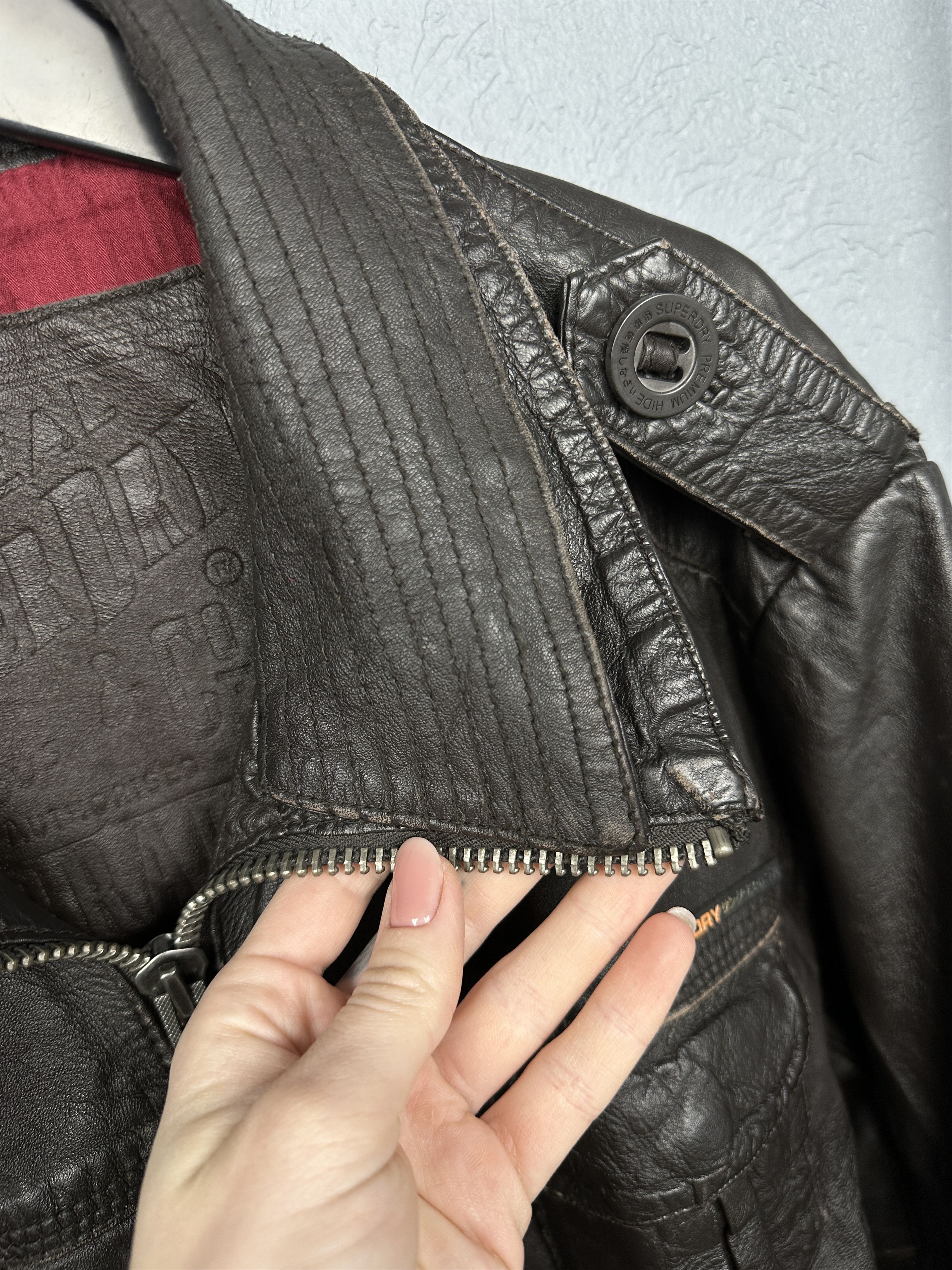Superdry Superdry Mens Genuine Leather Biker Jacket Size US L / EU 52-54 / 3 - 4 Thumbnail