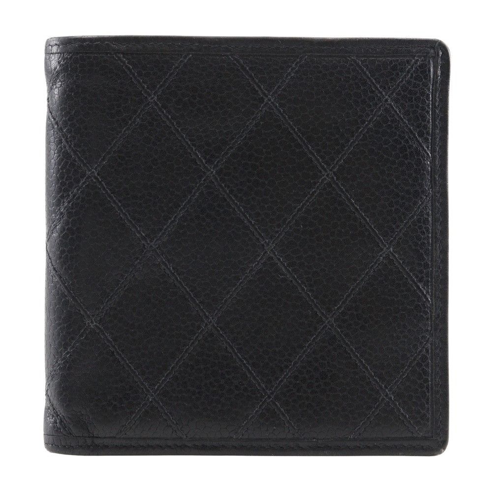 image of Chanel Quilted Caviar Bifold Wallet in Black, Women's