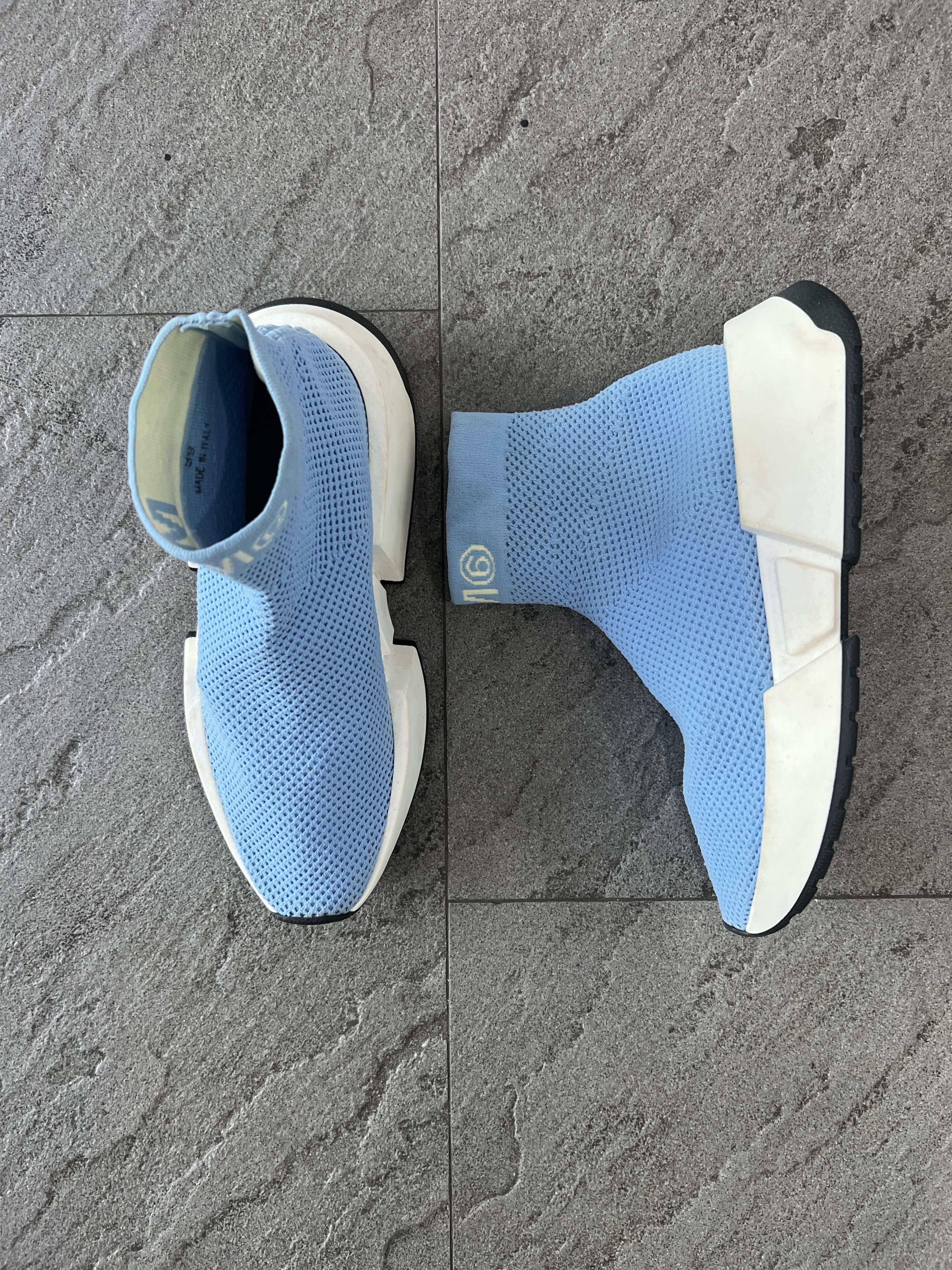 Maison Margiela MM6 Maison Margiela Blue Knit Sock Logo High Top EU39 Size US 9 / IT 39 - 1 Thumbnail