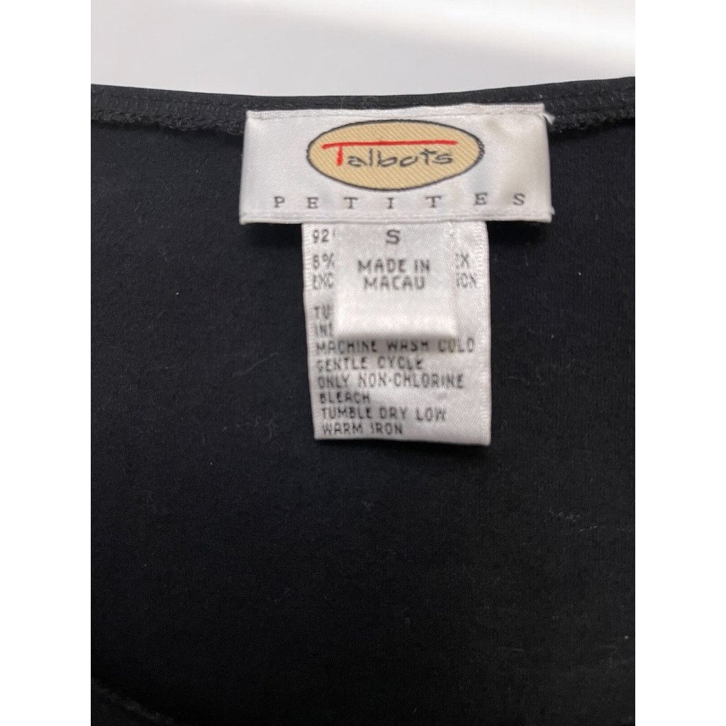 Unknown London Talbots Petites Black Flowered Stretchy Blouse Sequins Sz S Size S / US 4 / IT 40 - 3 Thumbnail