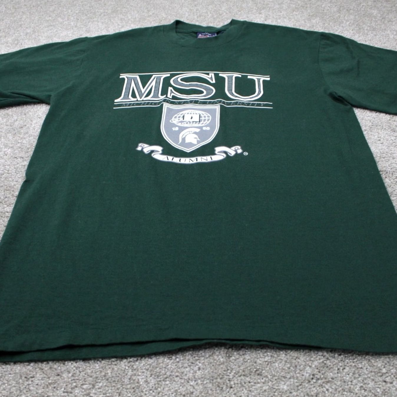 Jansport VINTAGE Jansport Michigan State Alumni Shirt Mens Large Green S/S Crew Neck 90s College Graphic Print Single Stitch Sportsman Mens Size US L / EU 52-54 / 3 - 2 Thumbnail