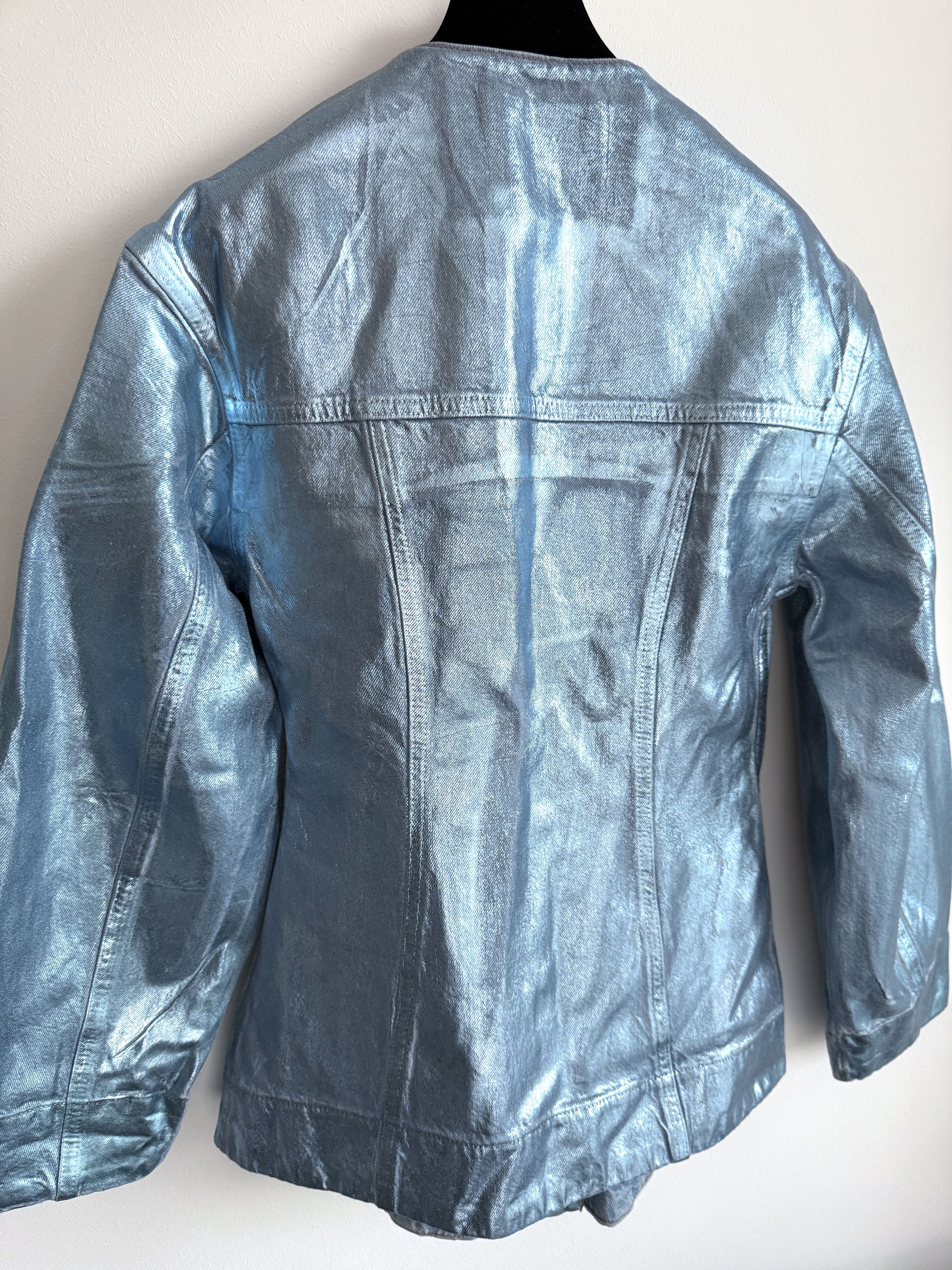 Ganni USD595 GANNI BLUE FOIL DENIM JACKET Size XS / US 0-2 / IT 36-38 - 4 Thumbnail