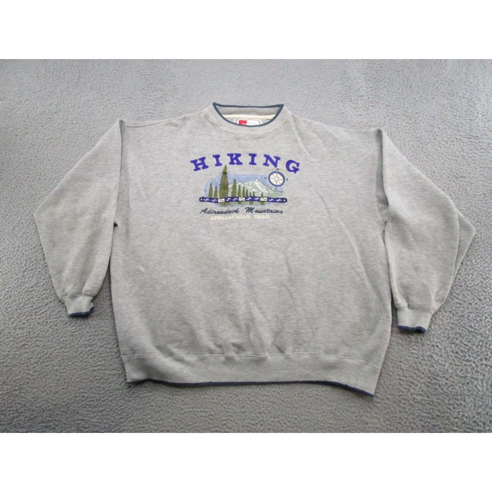 Vintage VTG Hiking the Appalachian Trail Adirondack Mountains Sweatshirt Mens 2XL Gray Hooded Pullover Sweatshirt Size US XXL / EU 58 / 5 - 2 Thumbnail