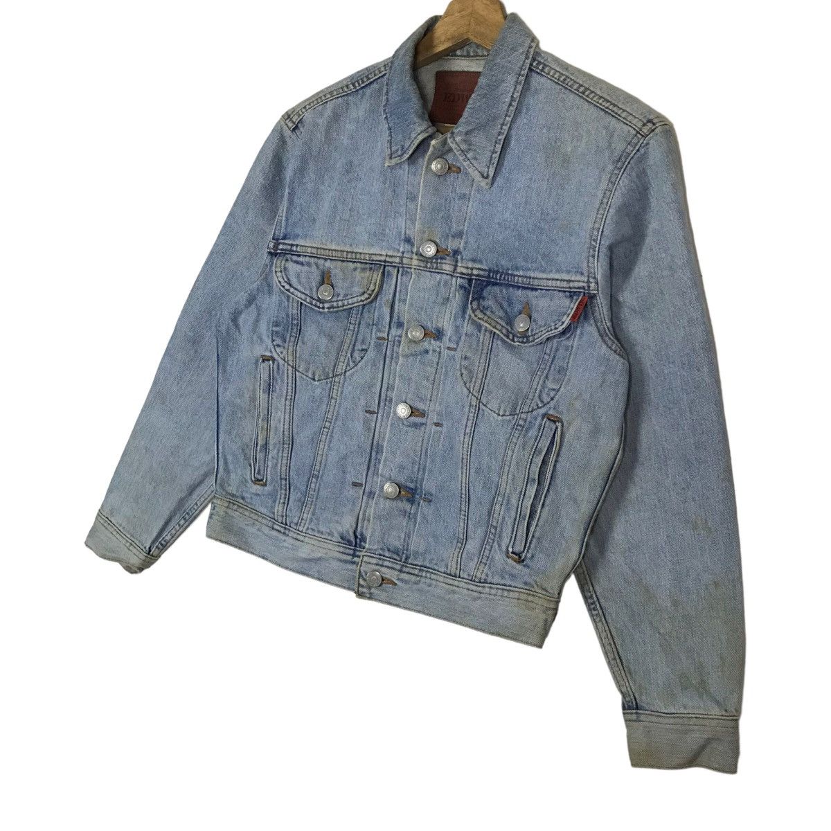 Edwin Vintage Edwin Disstressed Stains Denim Trucker Jacket Size US S / EU 44-46 / 1 - 6 Thumbnail