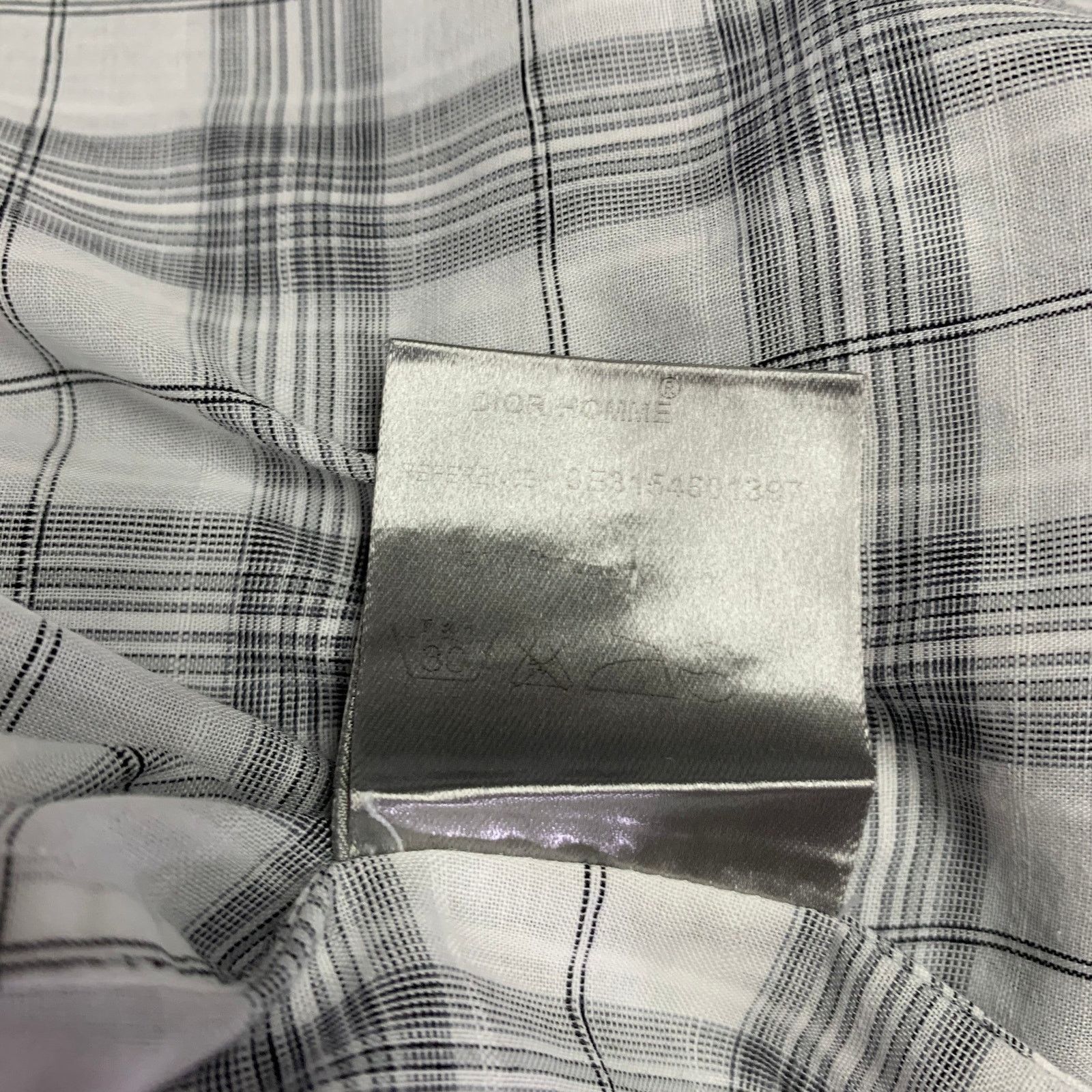 Dior L White Grey Plaid Cotton Button Up Long Sleeve Shirt Size US L / EU 52-54 / 3 - 7 Thumbnail