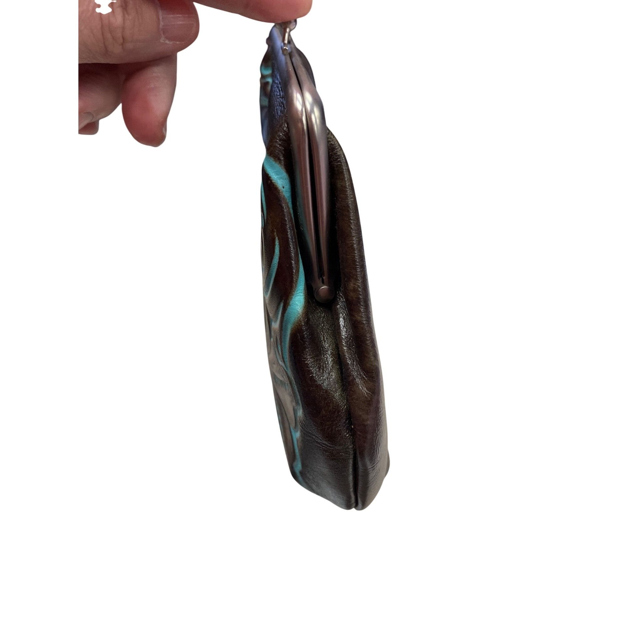 Patricia Nash Patricia Nash wms Savena turquoise black leather kisslock wr Size ONE SIZE - 4 Thumbnail